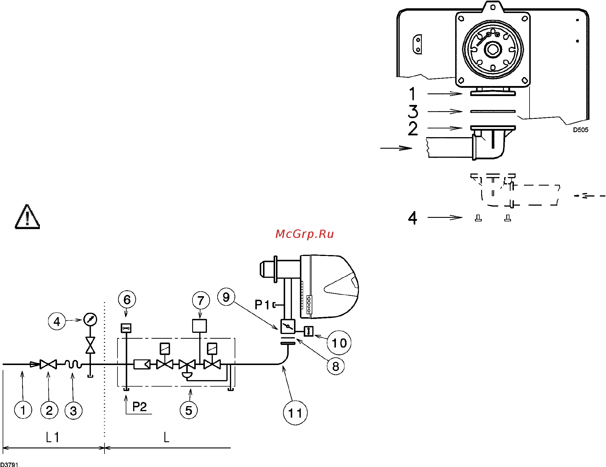 Riello RS 64/E MZ t.l. [17/54] Монтаж газовой рампы
