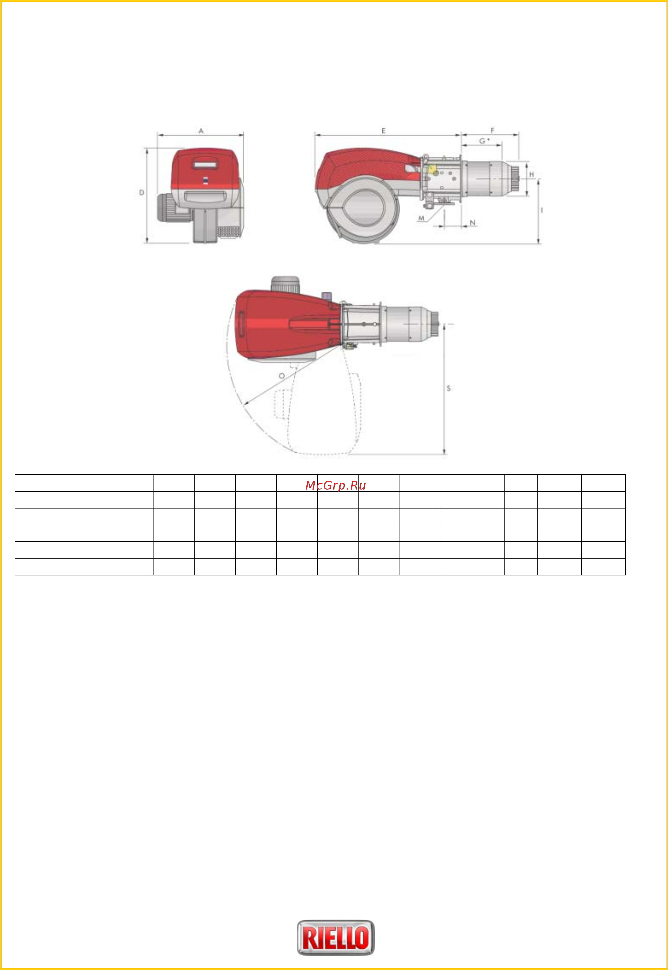 Riello RS 300/EV BLU [11/14] Габаритные размеры