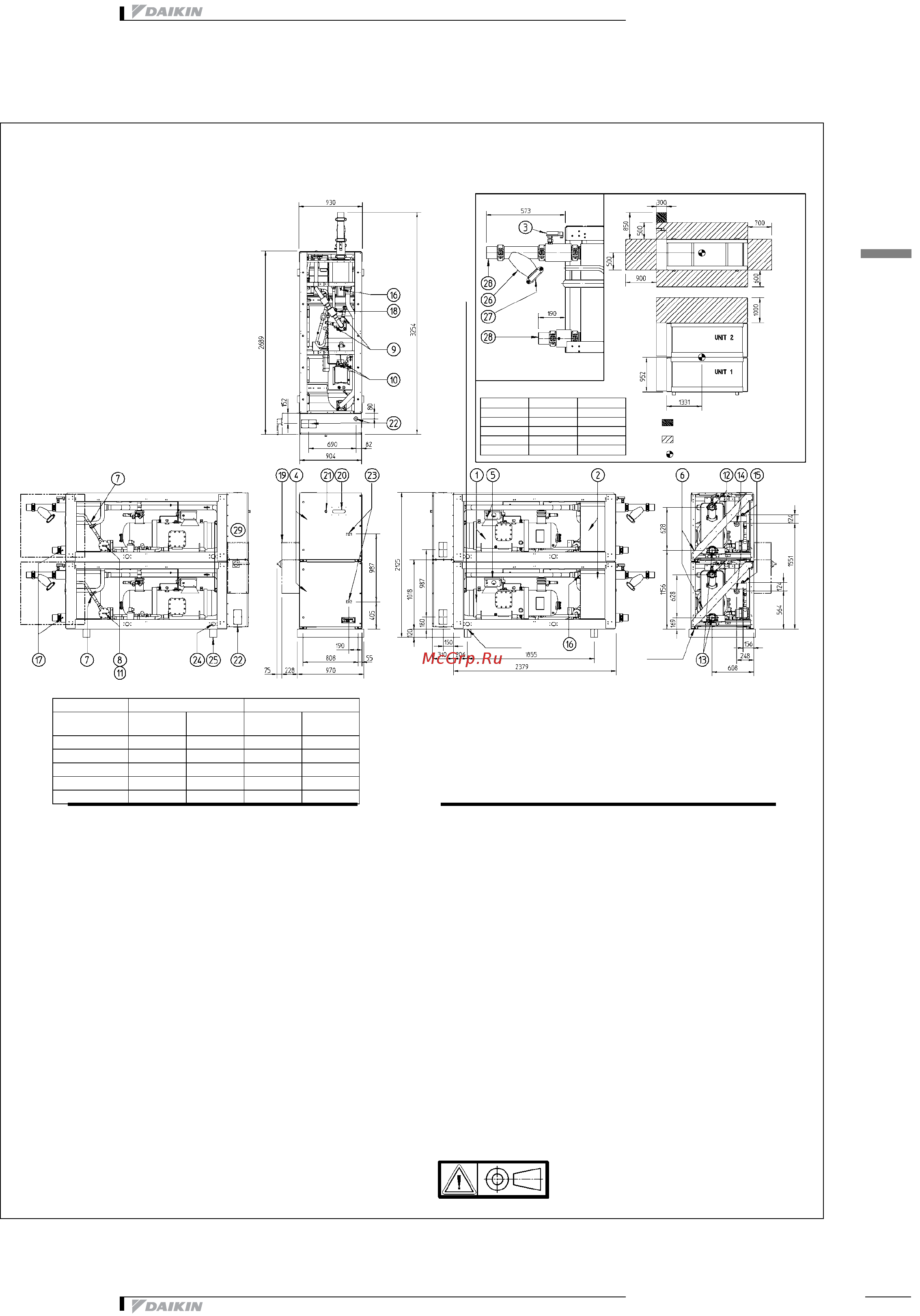 Daikin EWLD480MBY [19/35] Чертеж в масштабе и центр тяжести