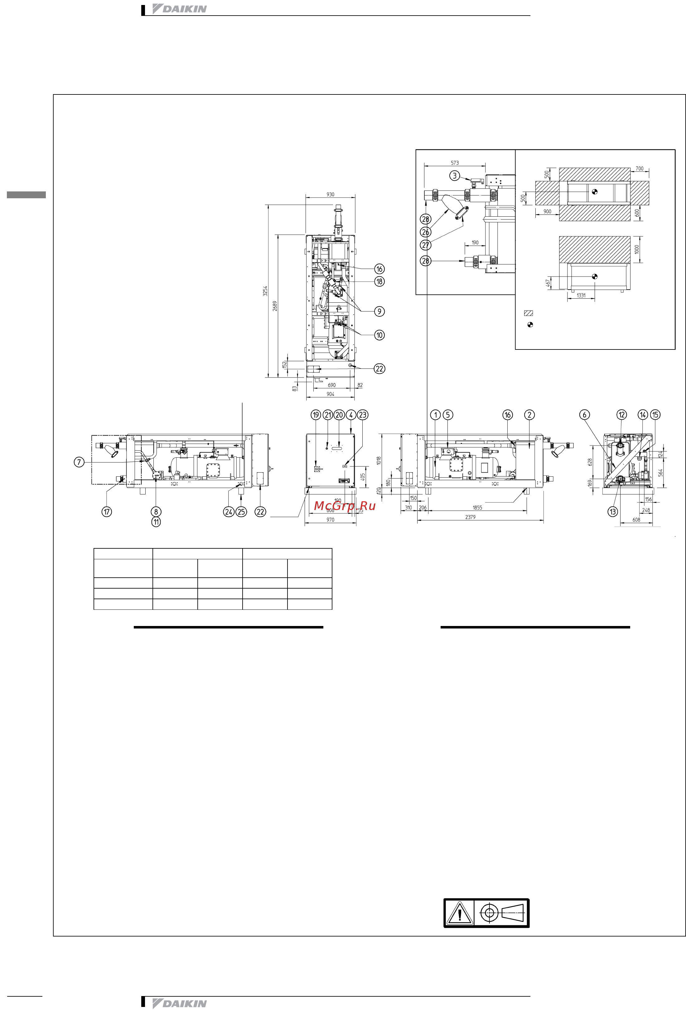 Daikin EWLD500MBY [19/37] Чертеж в масштабе и центр тяжести