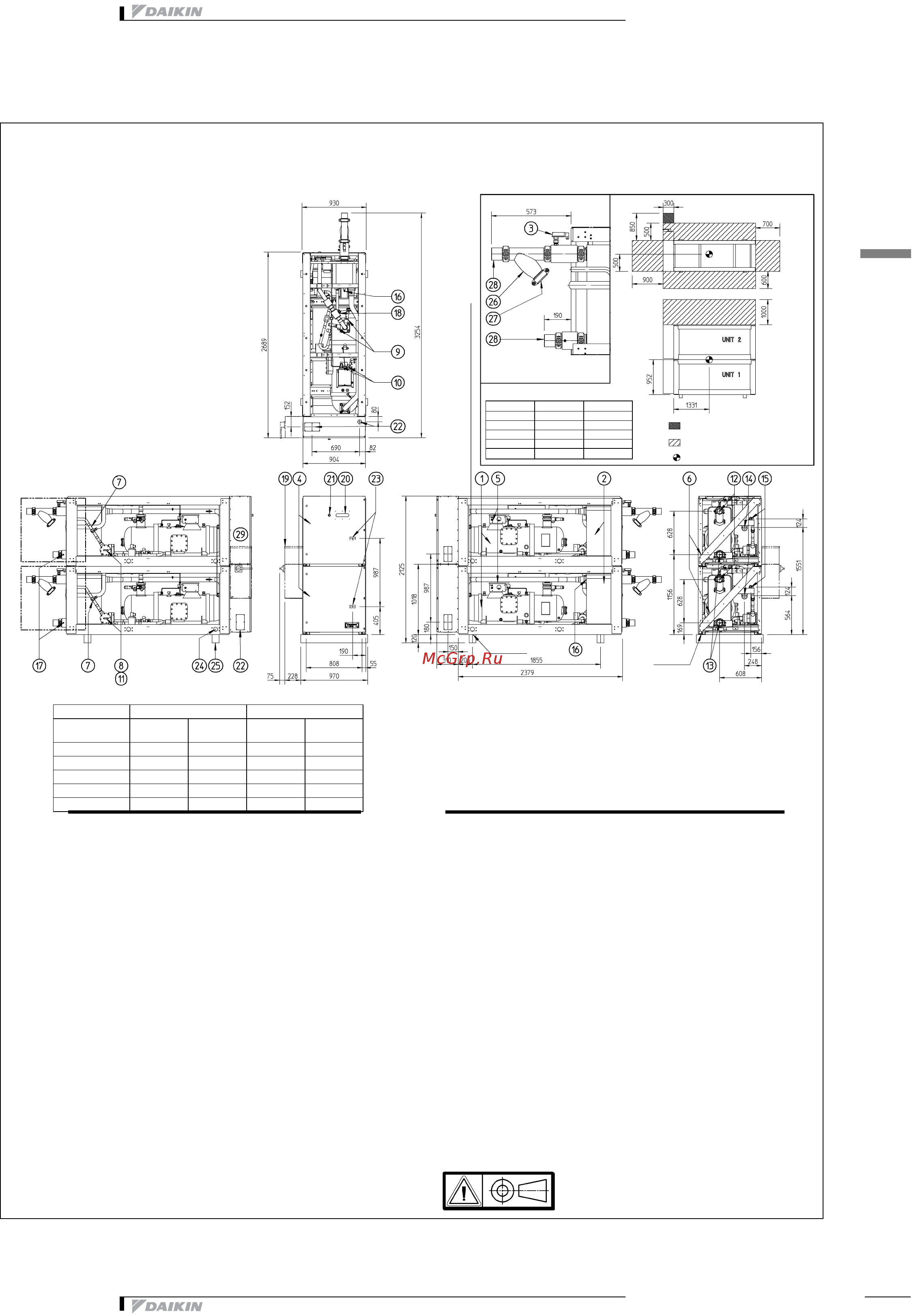 Daikin EWLD340MBY [20/37] Чертеж в масштабе и центр тяжести