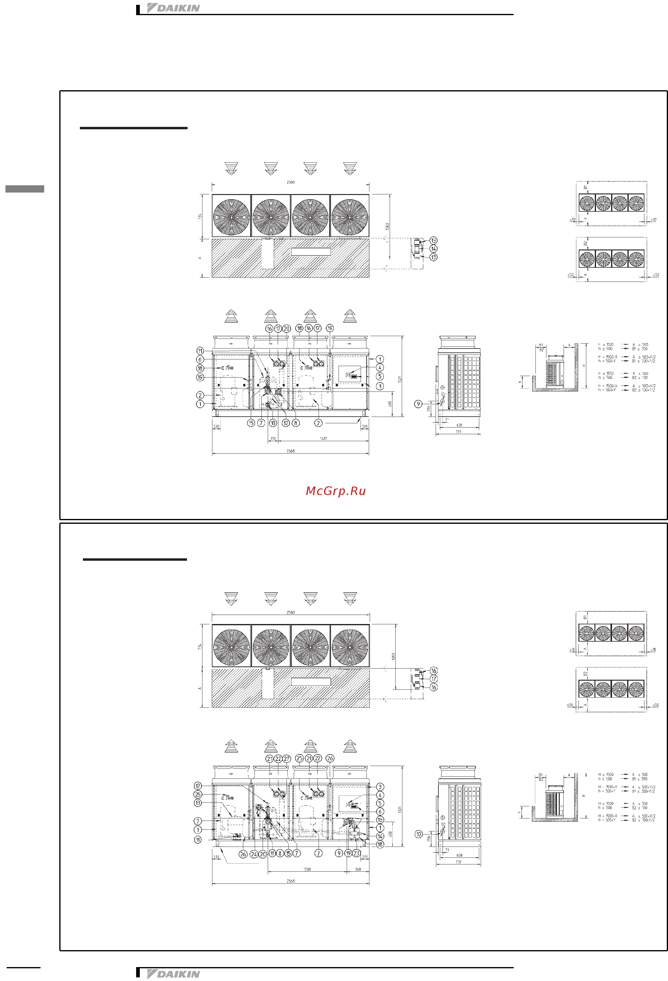 Daikin EUWAB8KBZ [26/43] Размерные чертежи