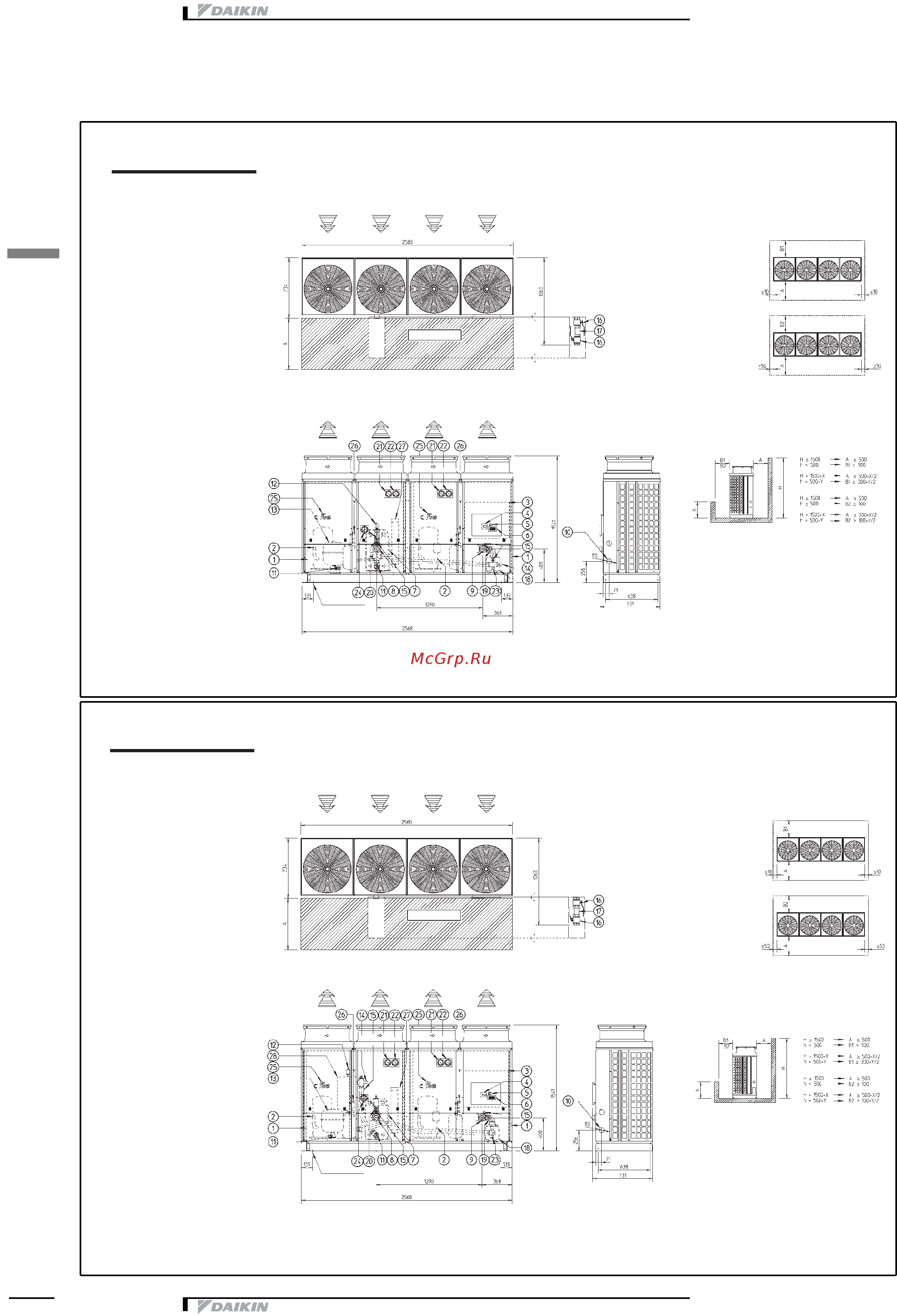 Daikin EUWAB8KBZ [28/43] Размерные чертежи