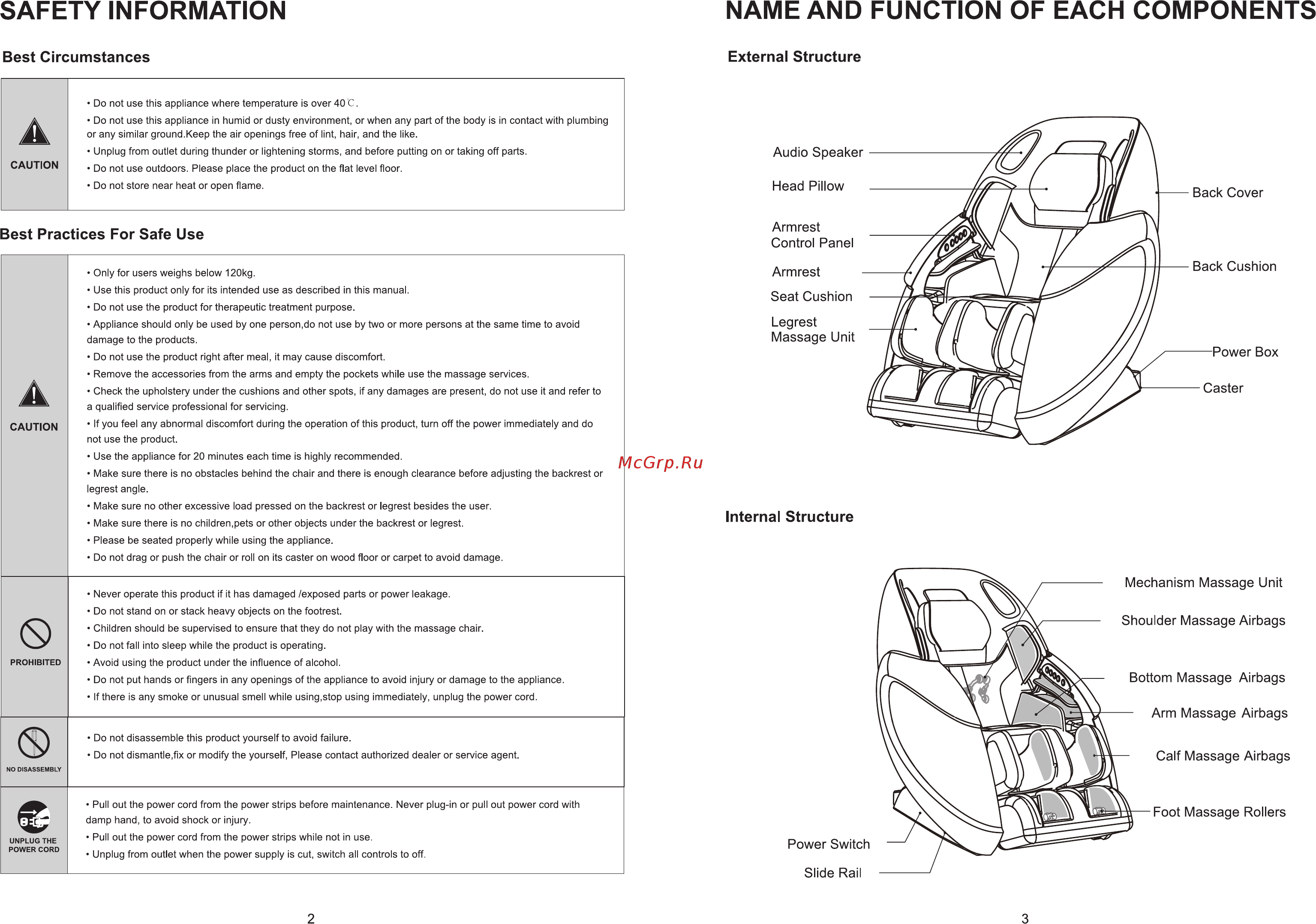 Ergonova Catapult LTE [17/28] Safety information name and function of each components