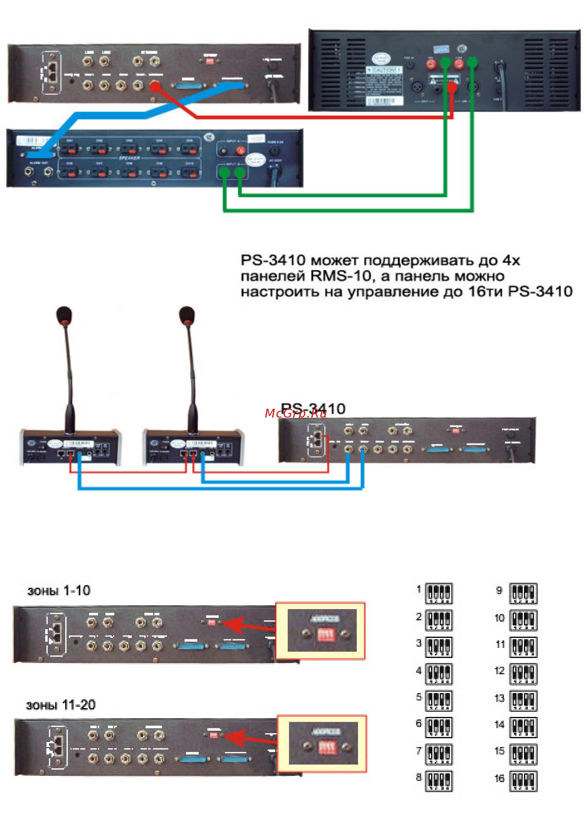 Proaudio PS-3410 [3/4] Подключение микрофонной панели proaudio rms 10