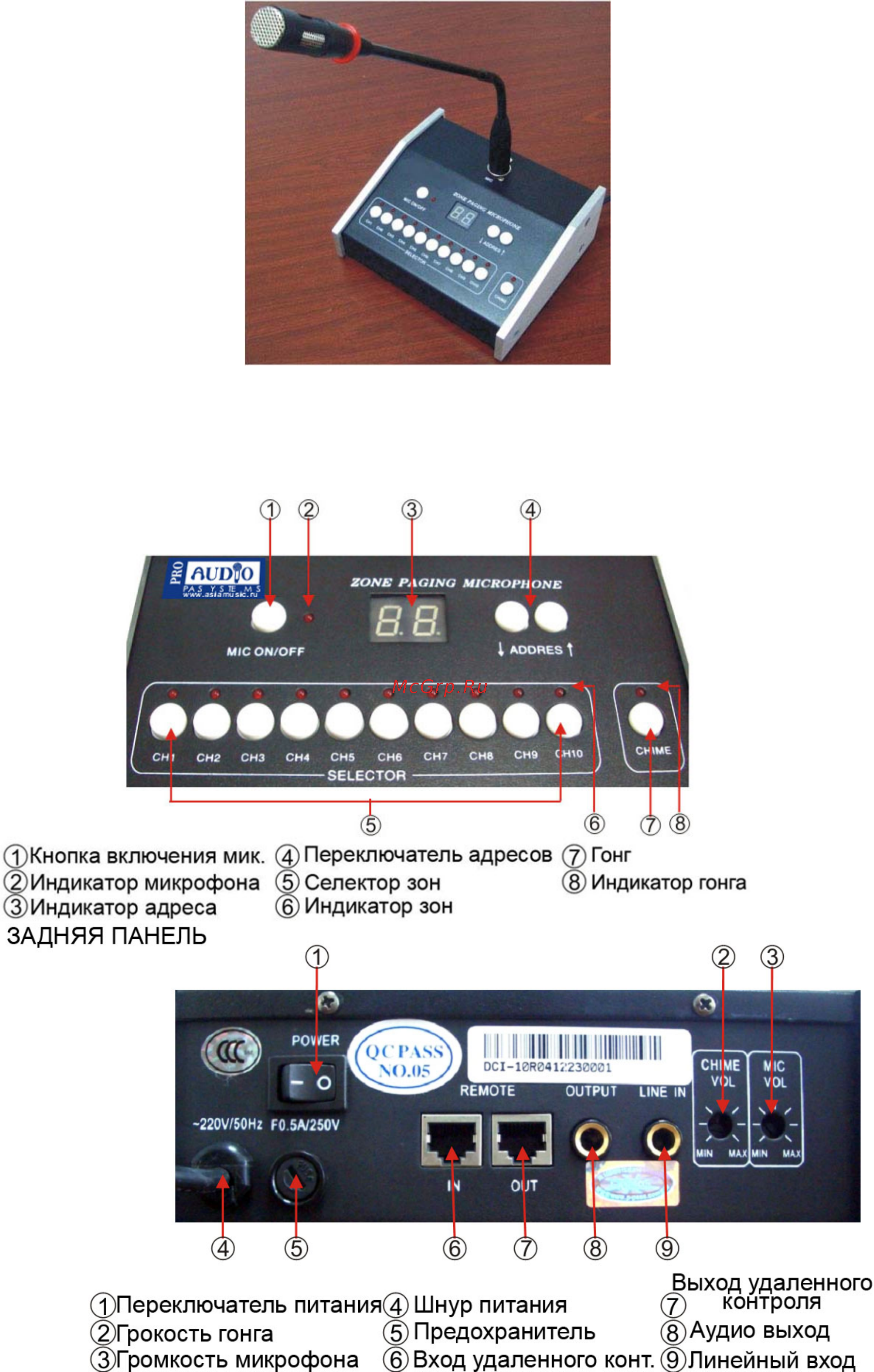 Proaudio RMS-10 Инструкция по эксплуатации онлайн