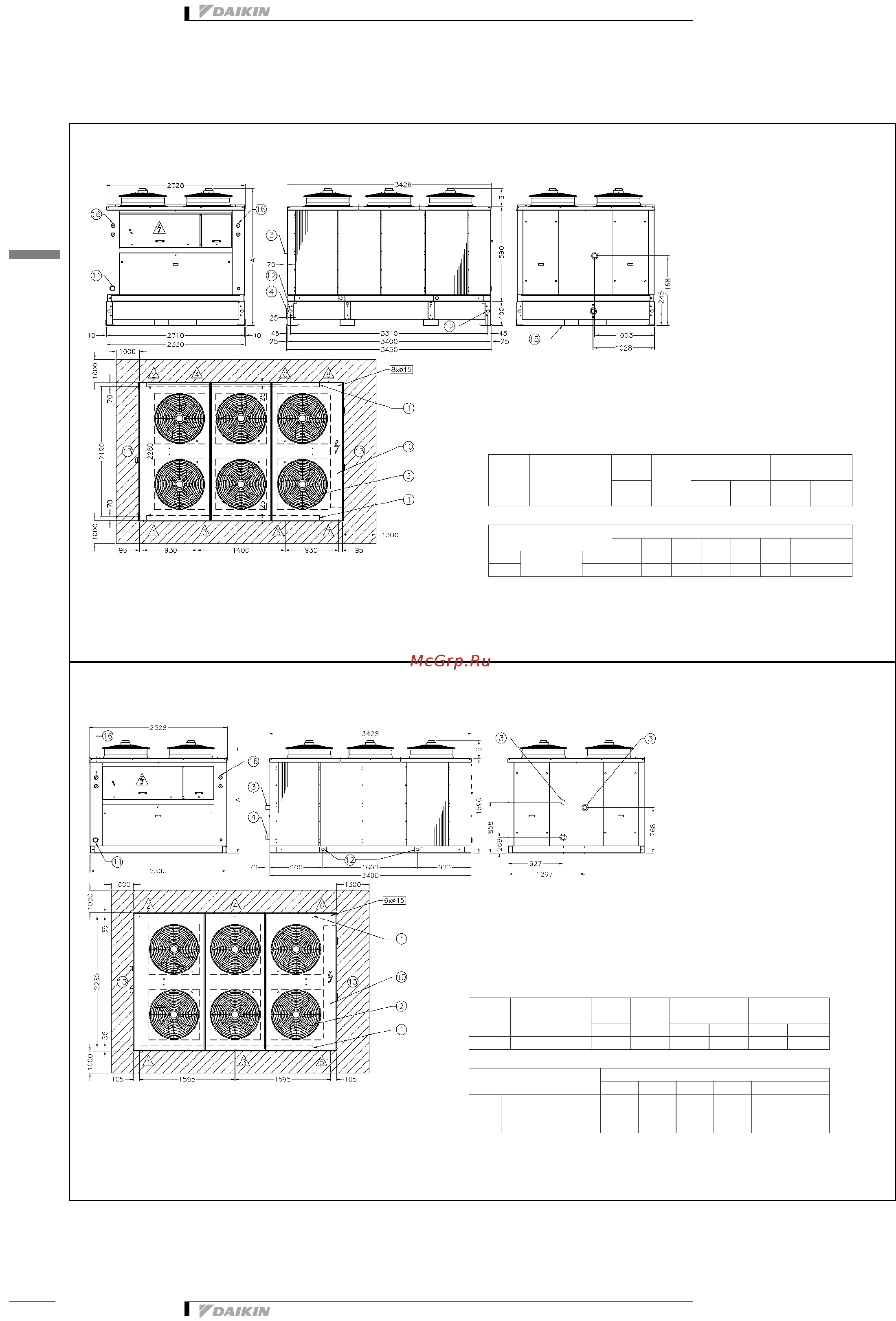 Daikin EWAP210CAYNN [30/50] Чертеж в масштабе и центр тяжести