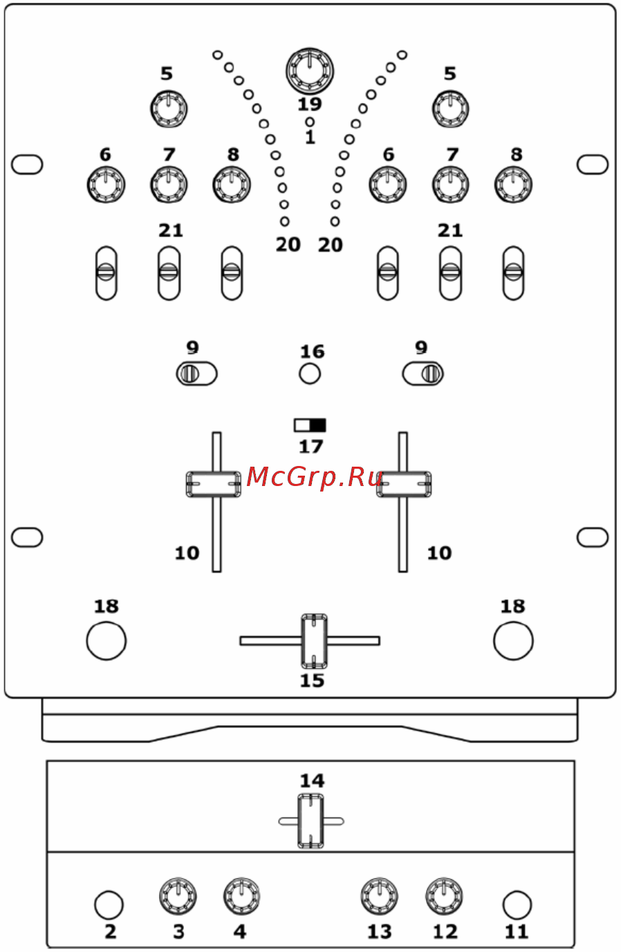 Numark DM1002 MKII [3/4] Передняя панель