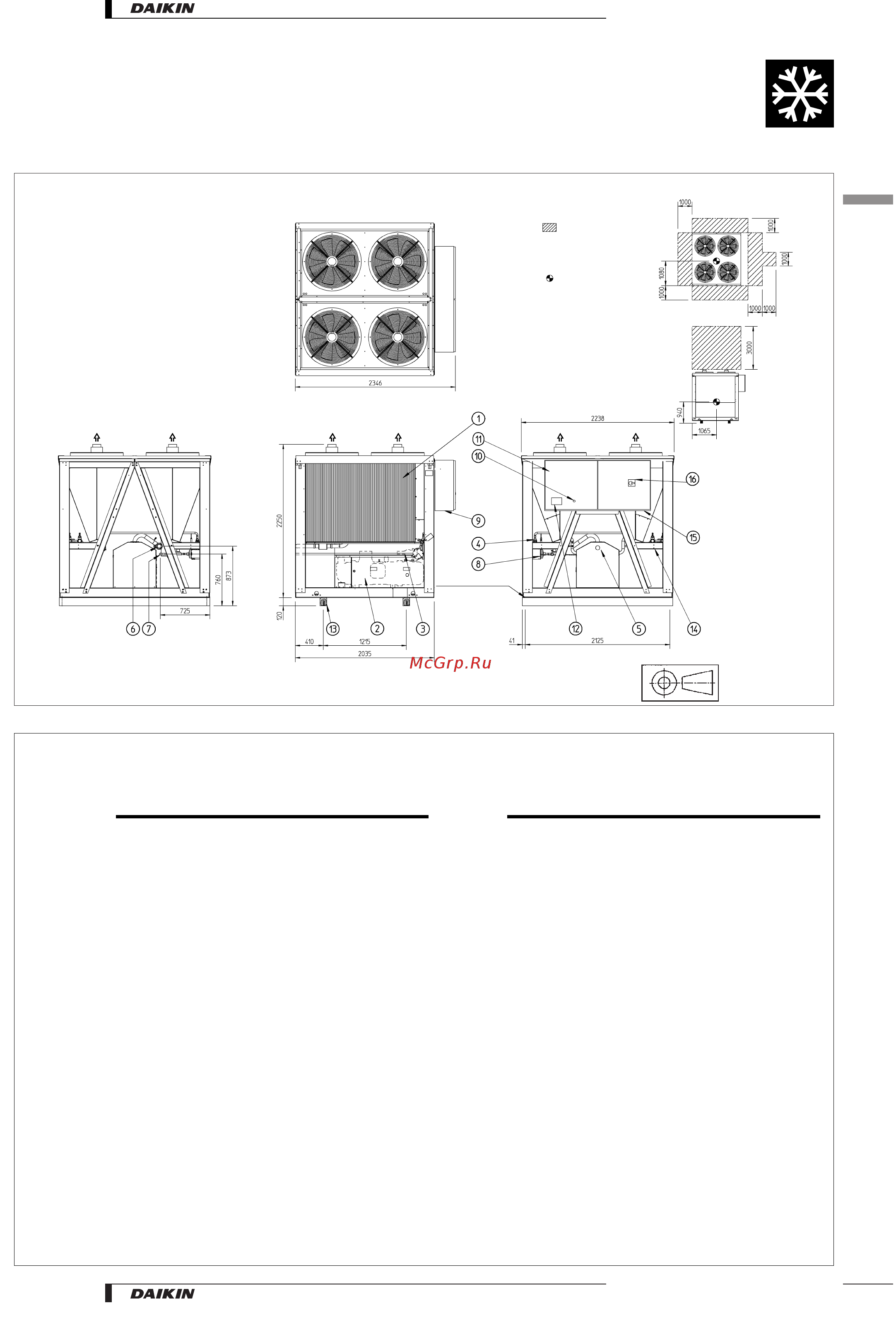 Daikin ER60MZY [9/14] Dimensional drawings centre of gravity