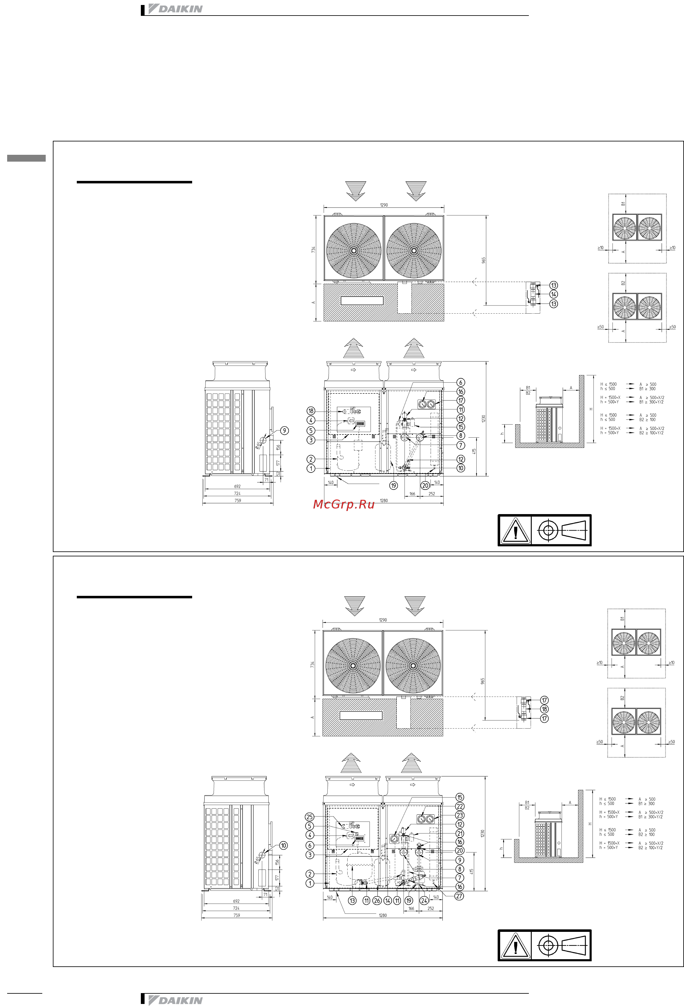 Daikin EUWAN12KZW1 [22/44] Чертеж в масштабе и центр тяжести