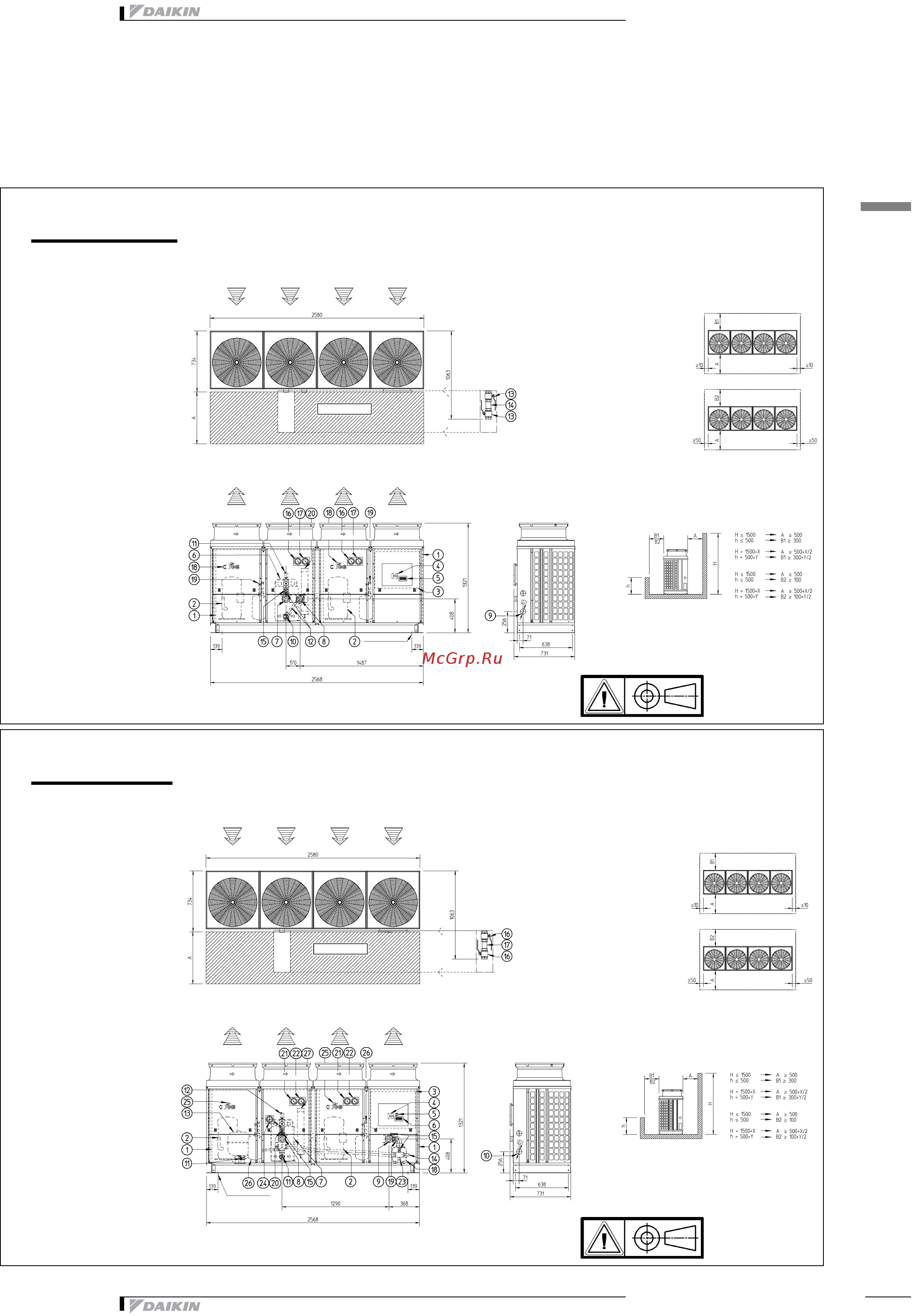 Daikin EUWAN12KZW1 [25/44] Чертеж в масштабе и центр тяжести