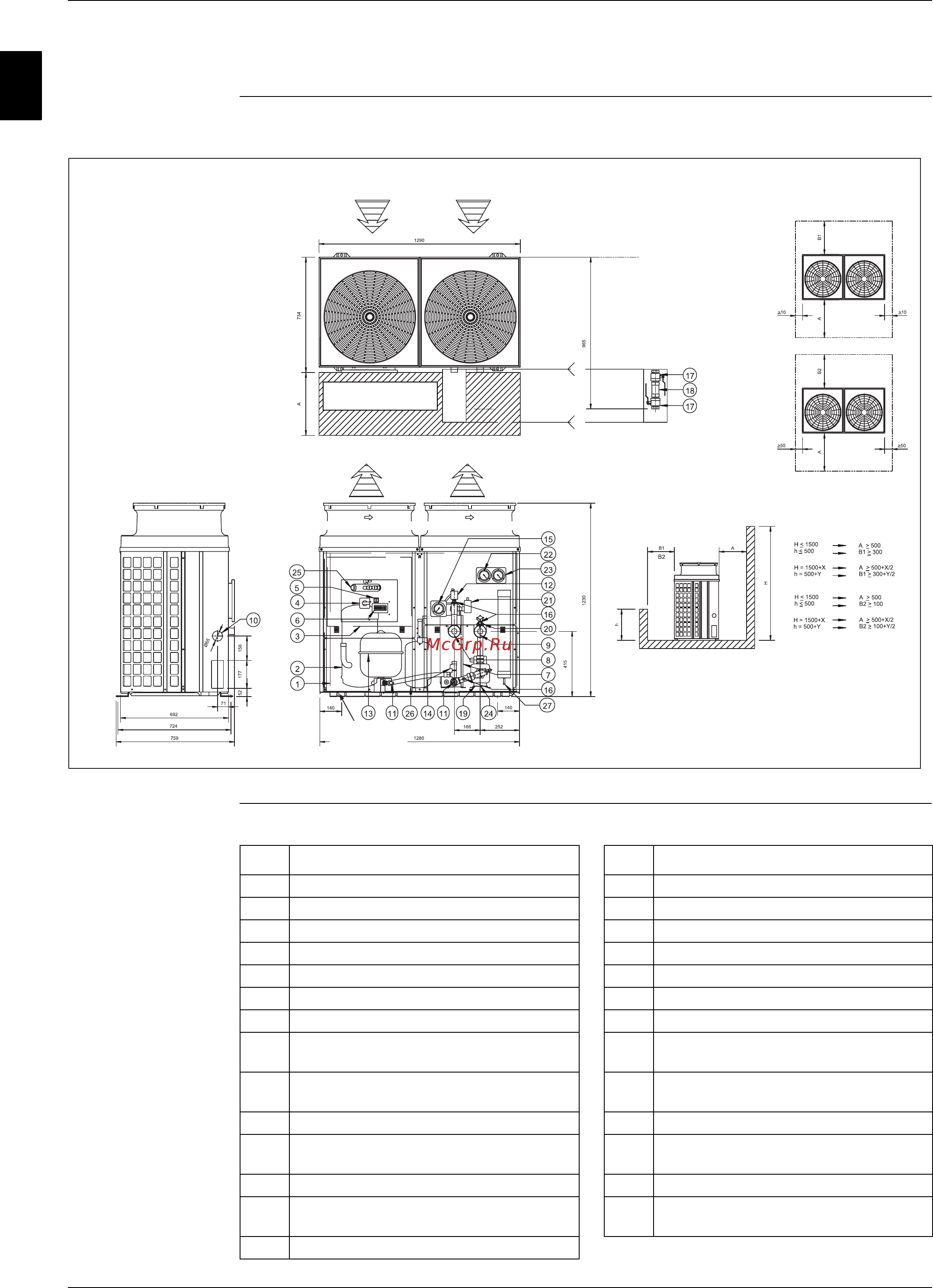 Daikin EUWAN12KAZW1 [55/214] Чертеж общего вида euwap5 8kazw1 euwyp5 8kazw1