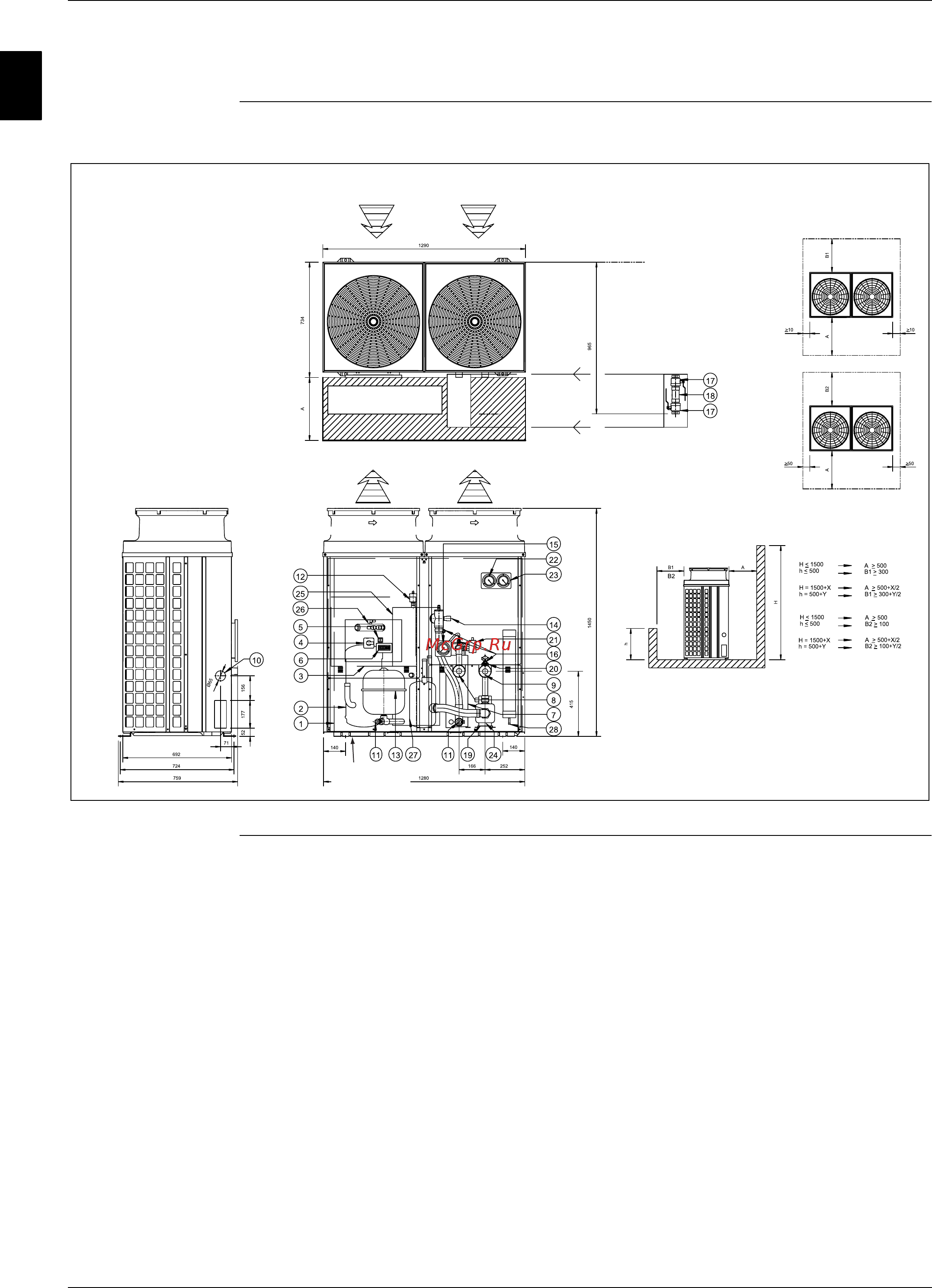 Daikin EUWYP20KAZW1 [61/214] Чертеж общего вида euwab10 12kazw1 euwyb10 12kazw1