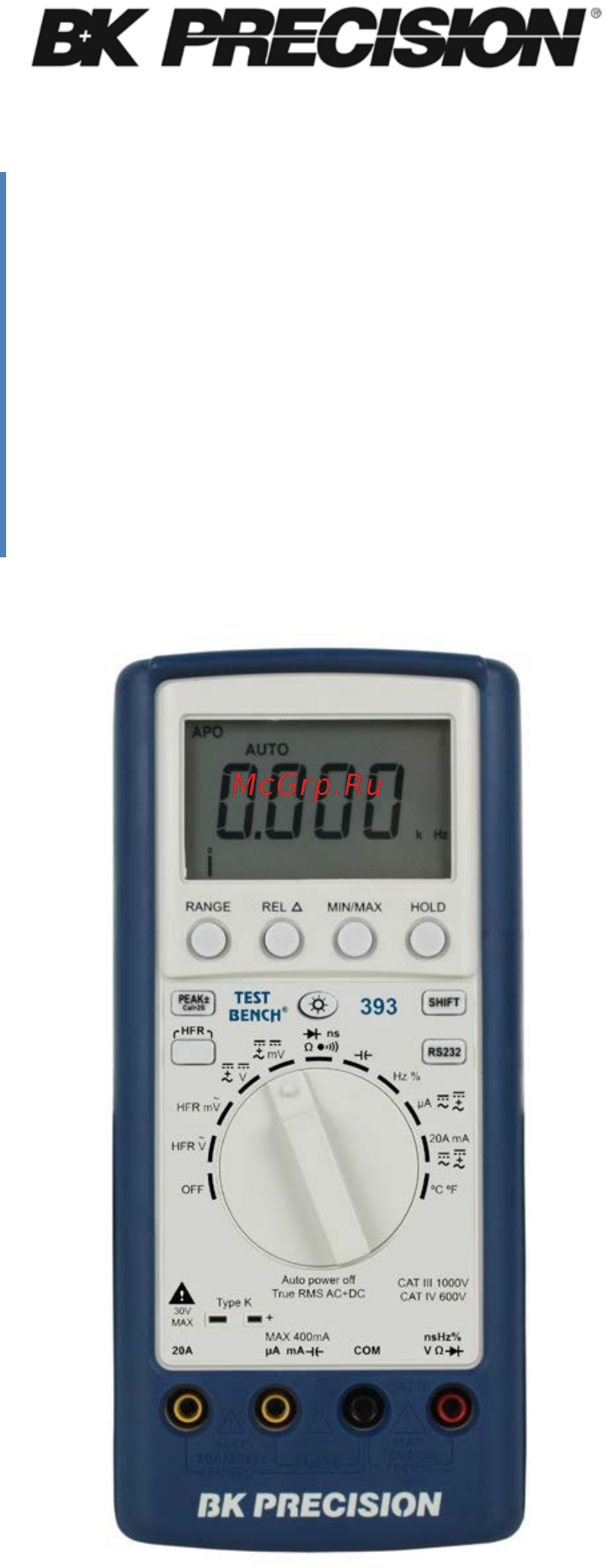 B&K PRECISION BK393 Инструкция по эксплуатации онлайн