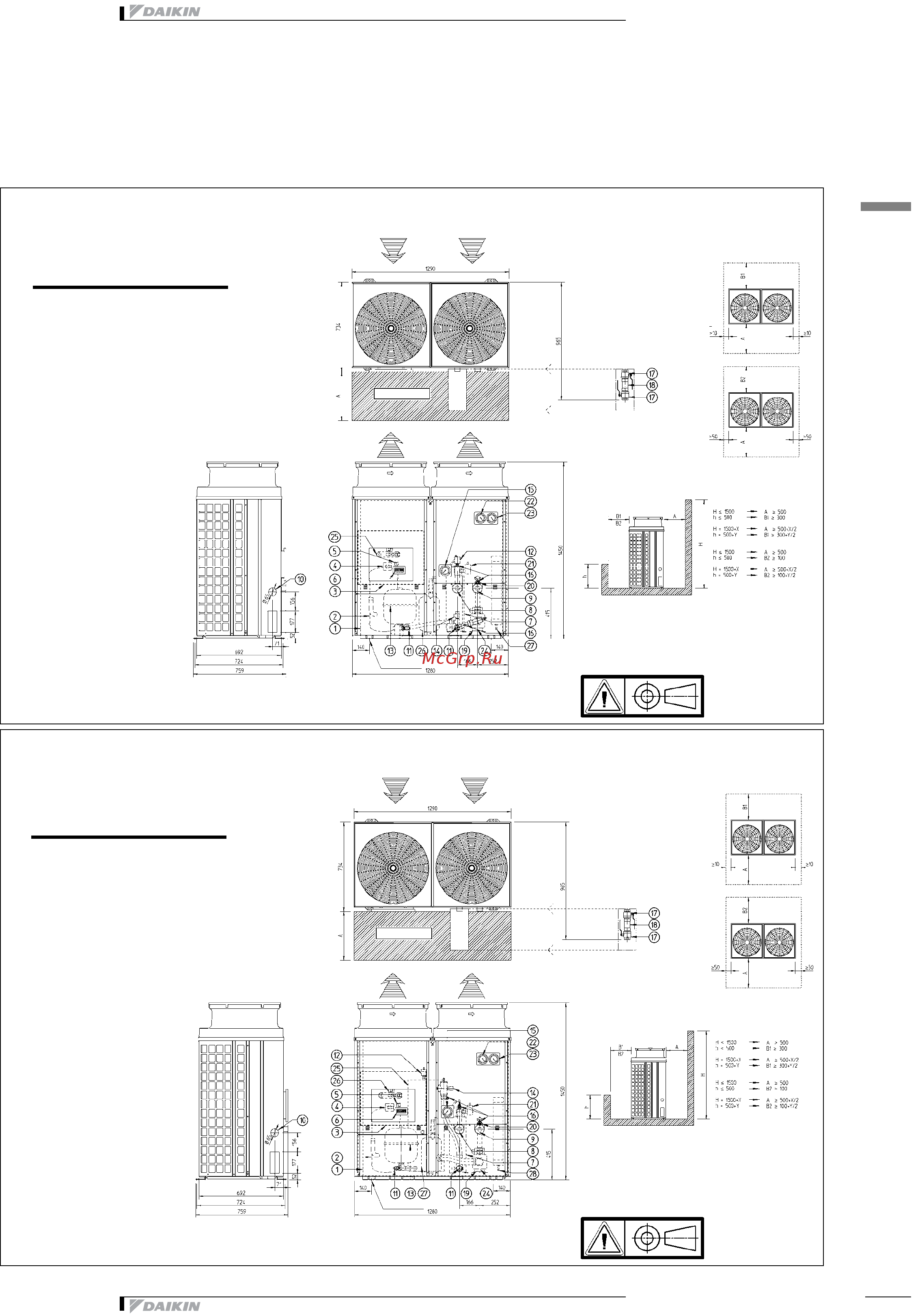 Daikin EUWYN5KAZW1 [25/43] Чертеж в масштабе и центр тяжести