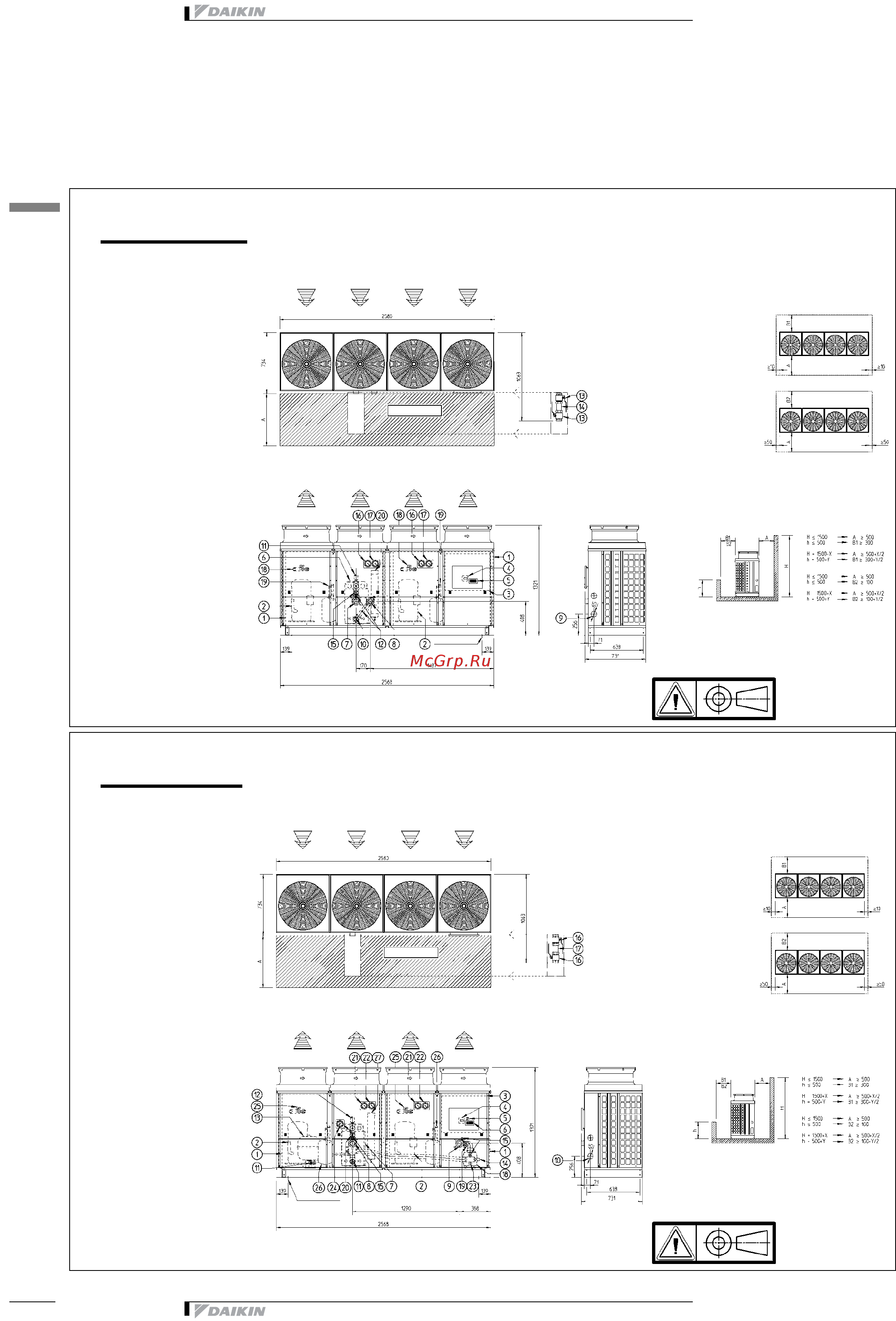 Daikin EUWYN5KAZW1 [26/43] Чертеж в масштабе и центр тяжести