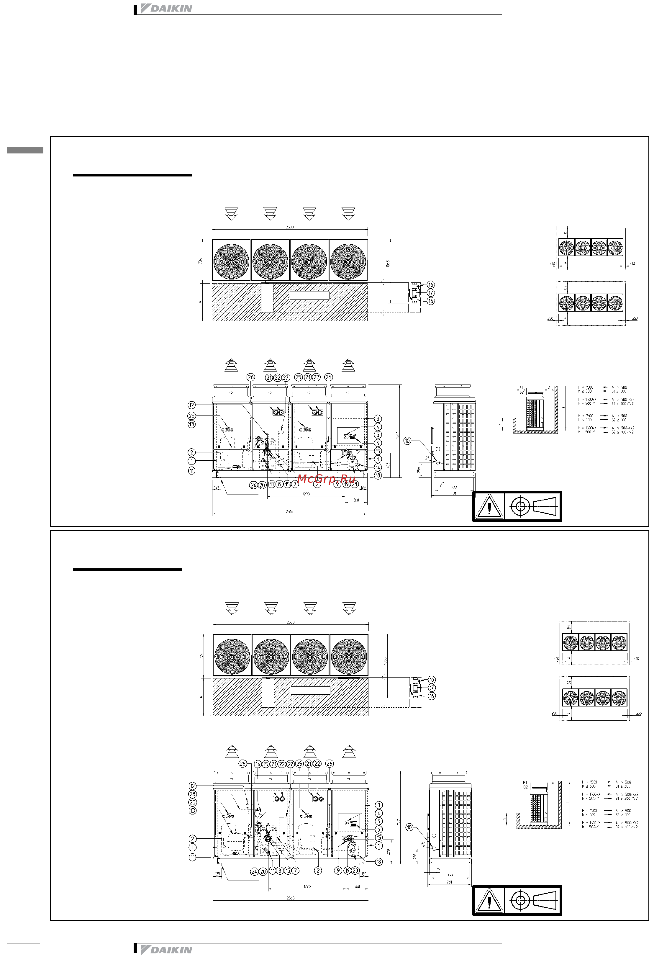 Daikin EUWYN5KAZW1 [28/43] Чертеж в масштабе и центр тяжести