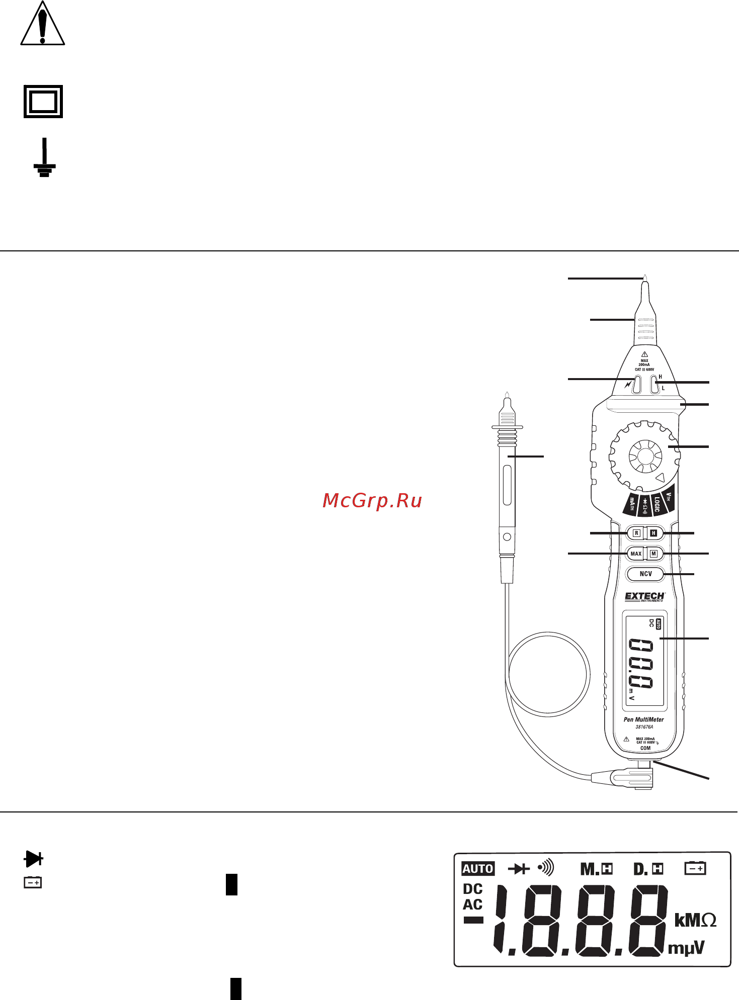 EXTECH EX381676A [3/13] Controls and jacks