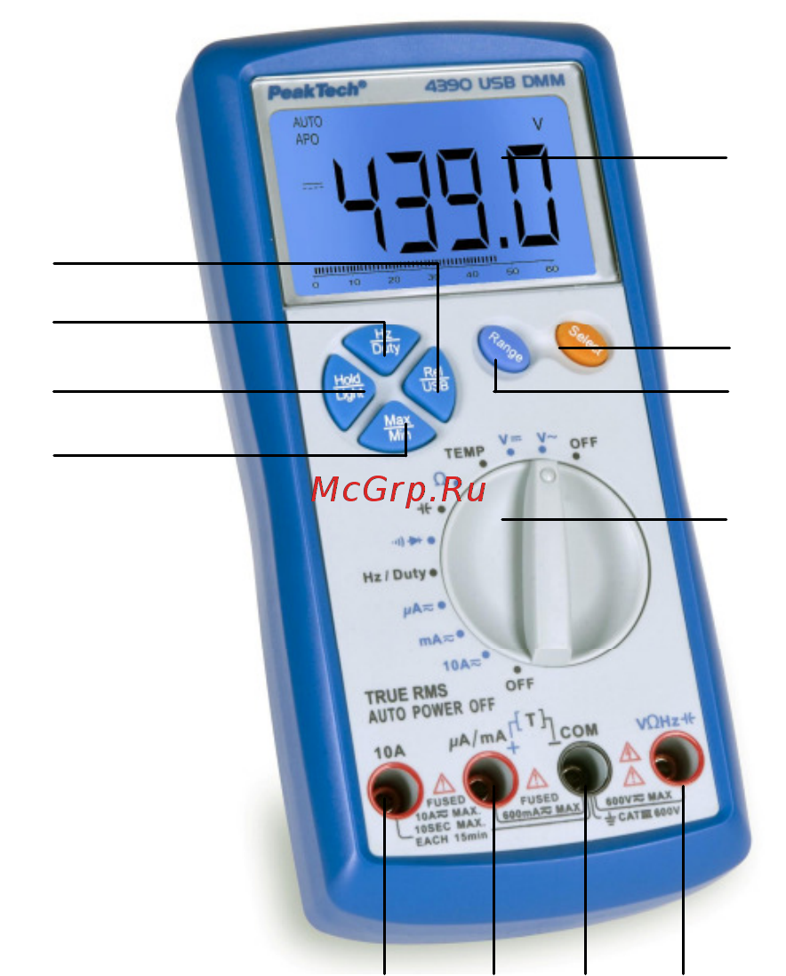 PEAKTECH PKT-P4390 [16/86] Bedienelemente und anschlüsse am gerät