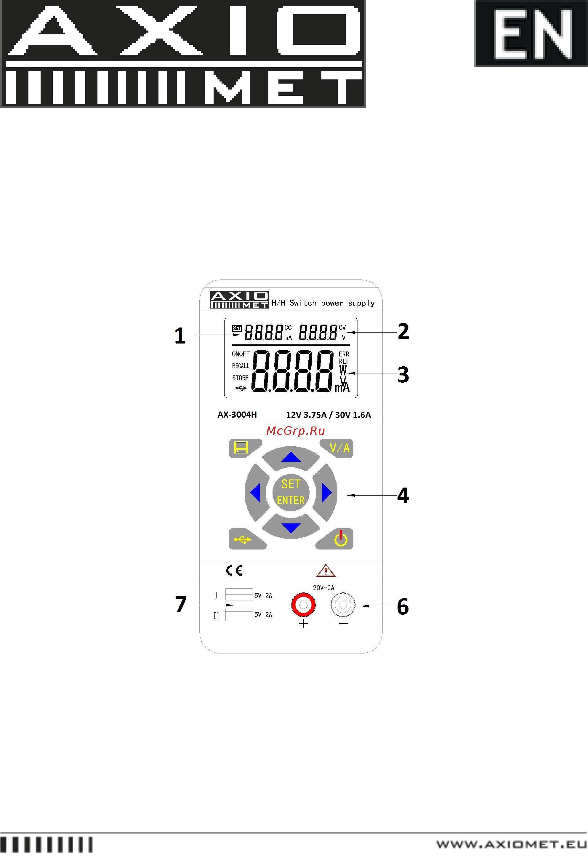 AXIOMET AX-3004H [4/12] Front panel description