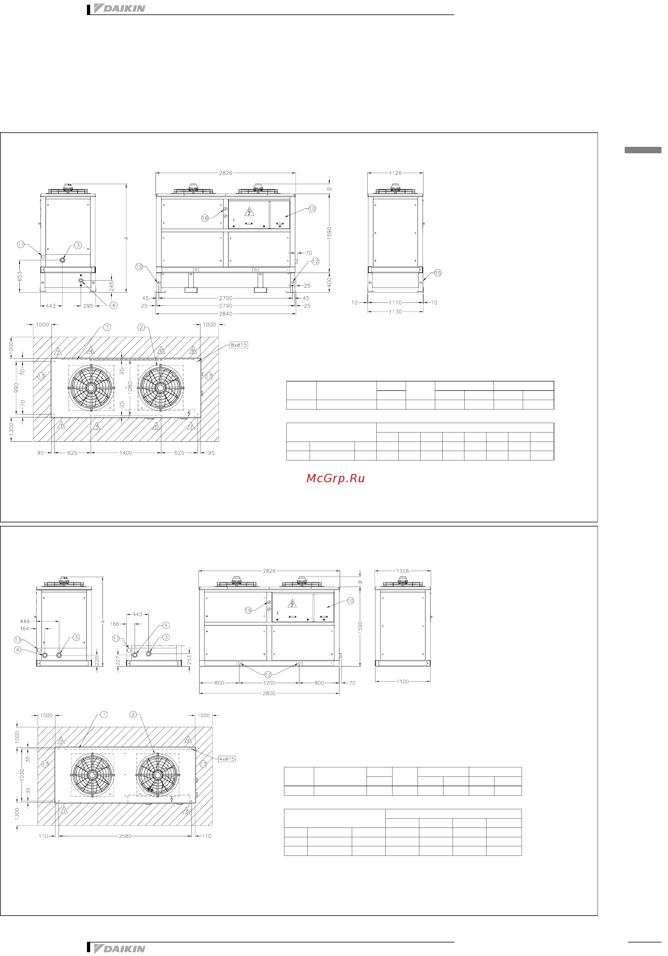 Daikin EUWA060BZ6Y [21/47] Dimensional drawing centre of gravity