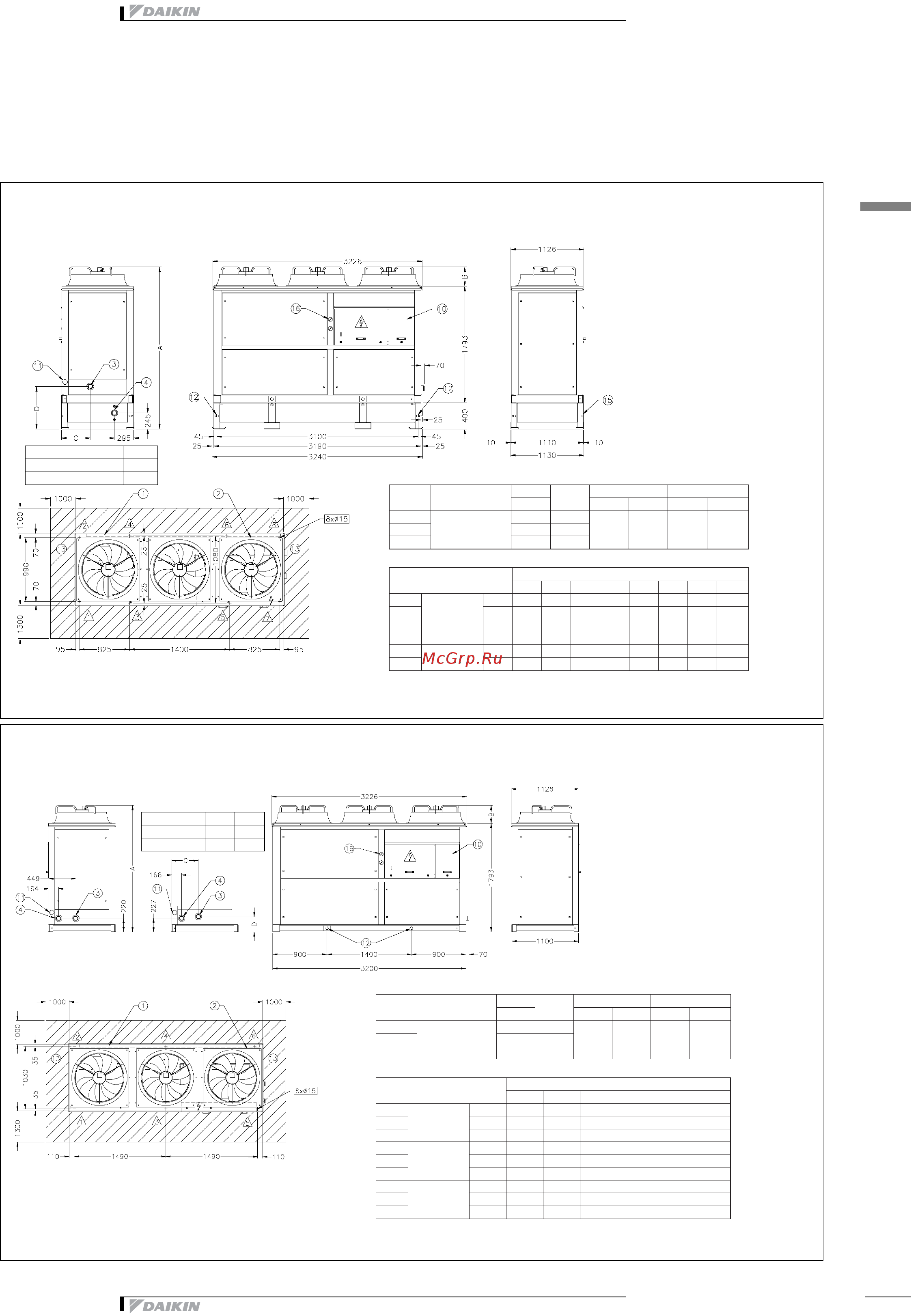 Daikin EUWA080BZ6Y [23/47] Dimensional drawing centre of gravity