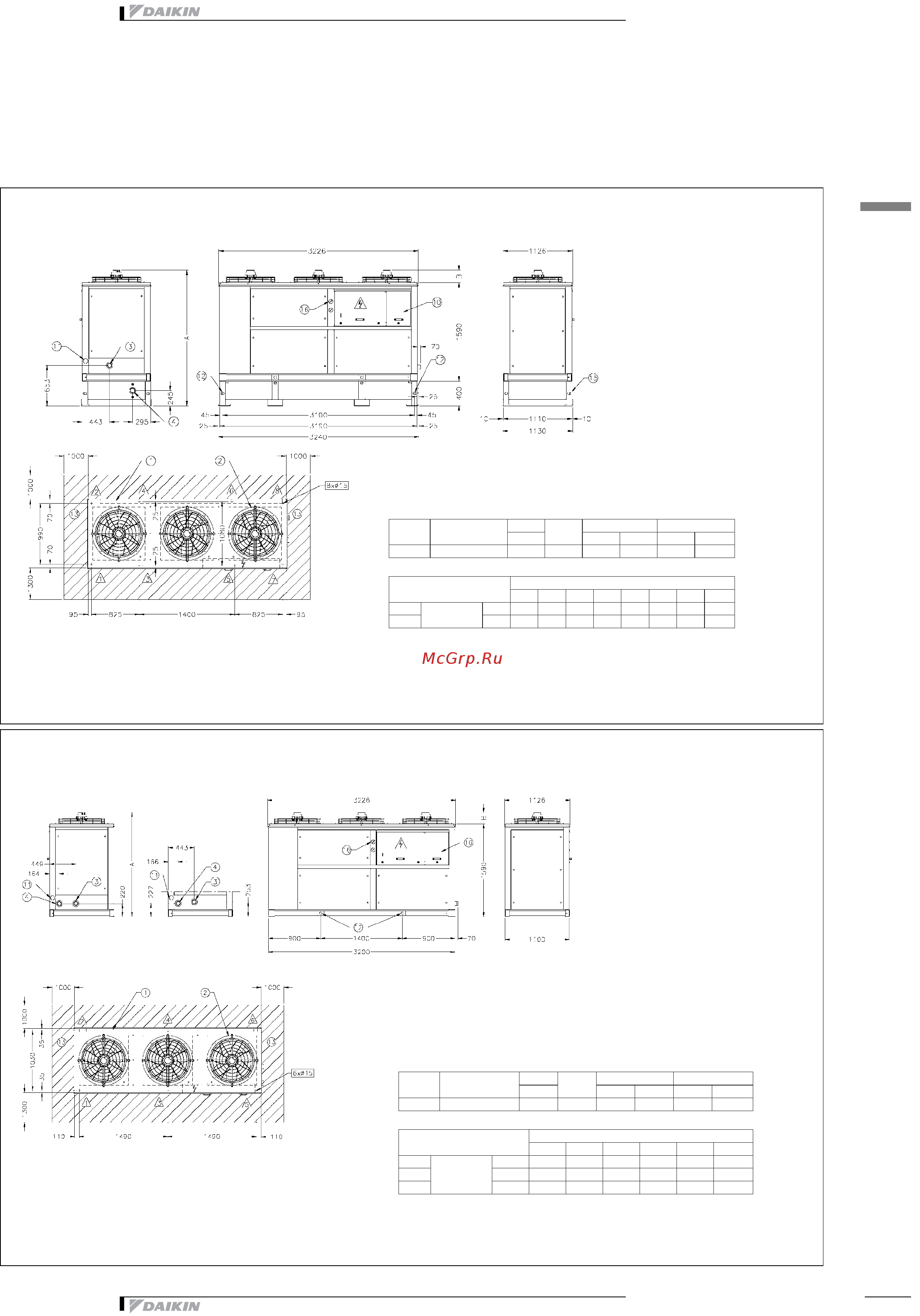 Daikin EUWY030BZ6Y [23/52] Dimensional drawing centre of gravity