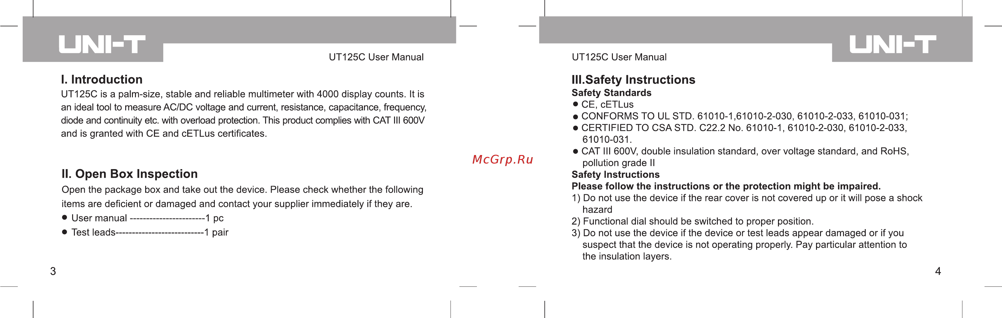 Uni-T UT125C [3/19] I introduction