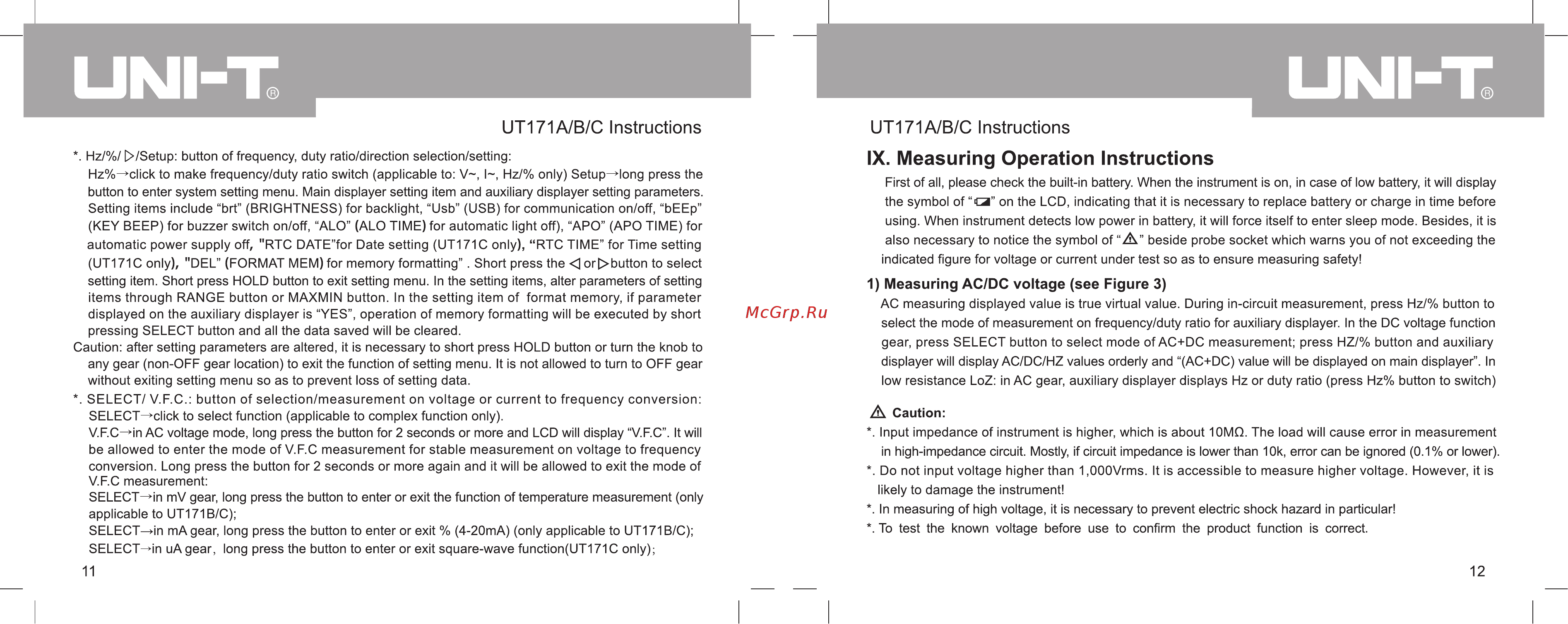 Uni-T UT171A [8/20] Measuring ac dc voltage see figure 3