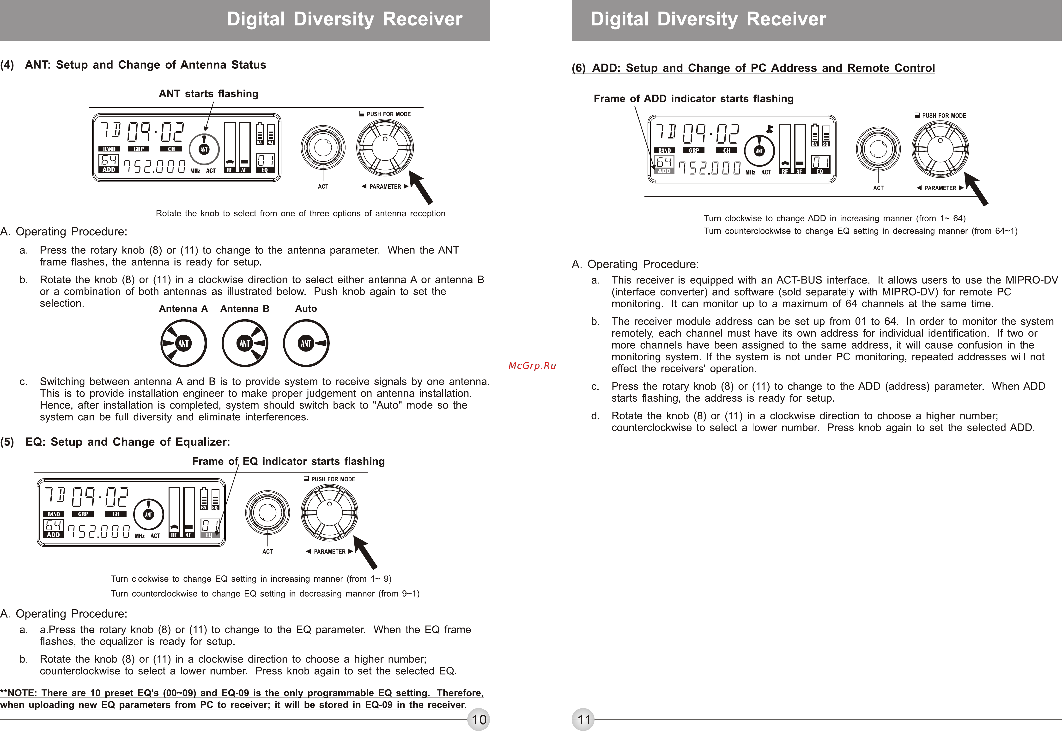 Mipro ACT82 [8/11] Digital diversity receiver digital diversity receiver