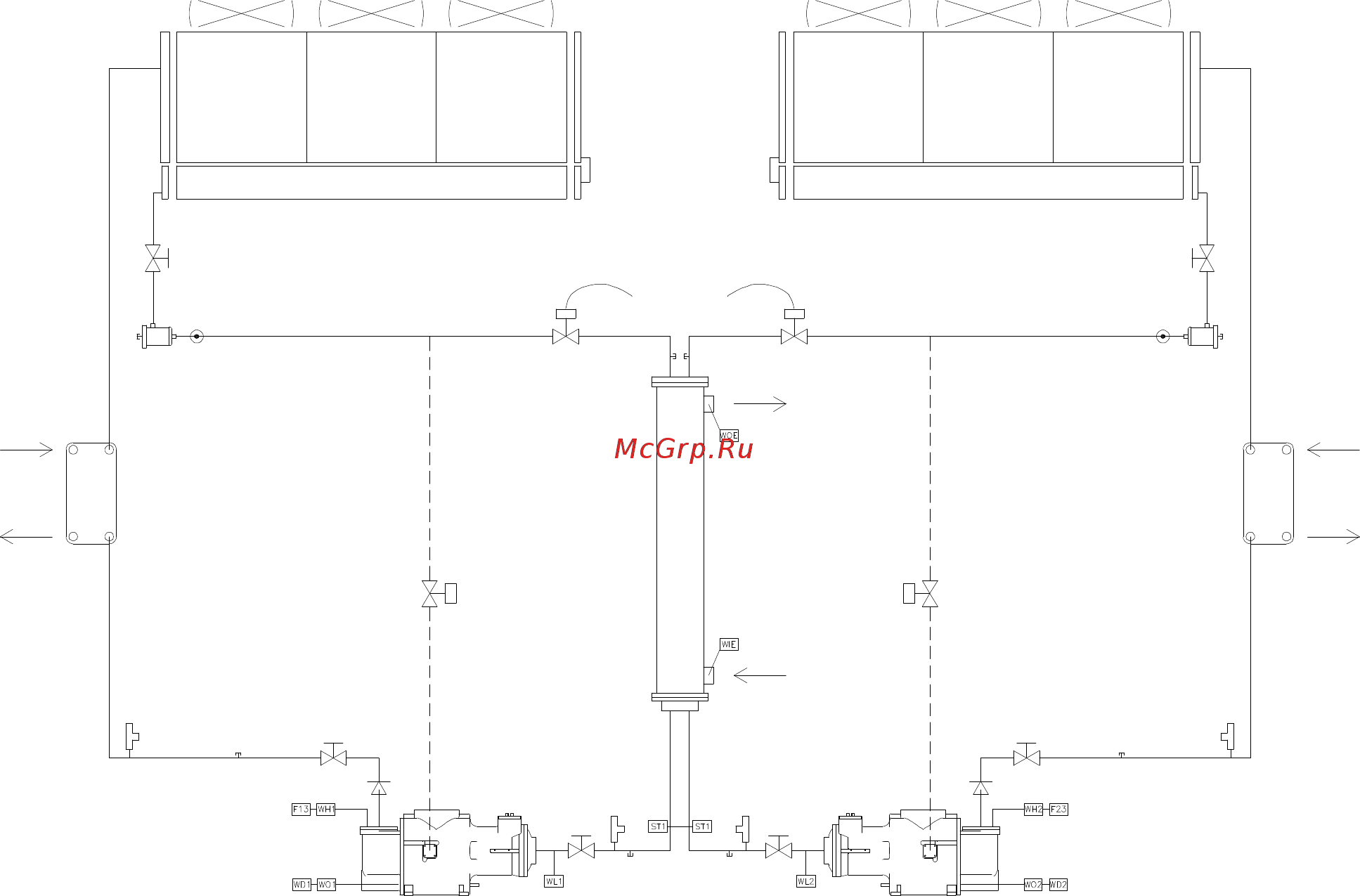 Daikin EWAD420BZSL [43/68] Рис 18 контур хладагента агрегата ewad bzss bzsl bzxs bzxl bzxr с частичной теплоутилизацией