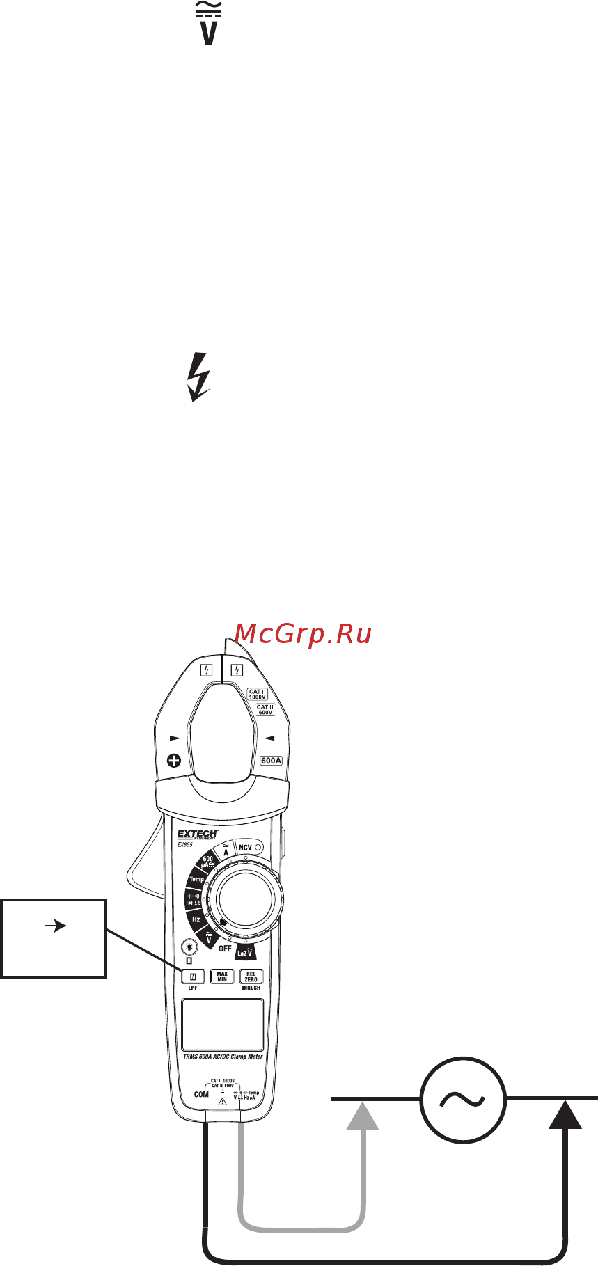 EXTECH EX655 [13/35] Ac voltage measurements