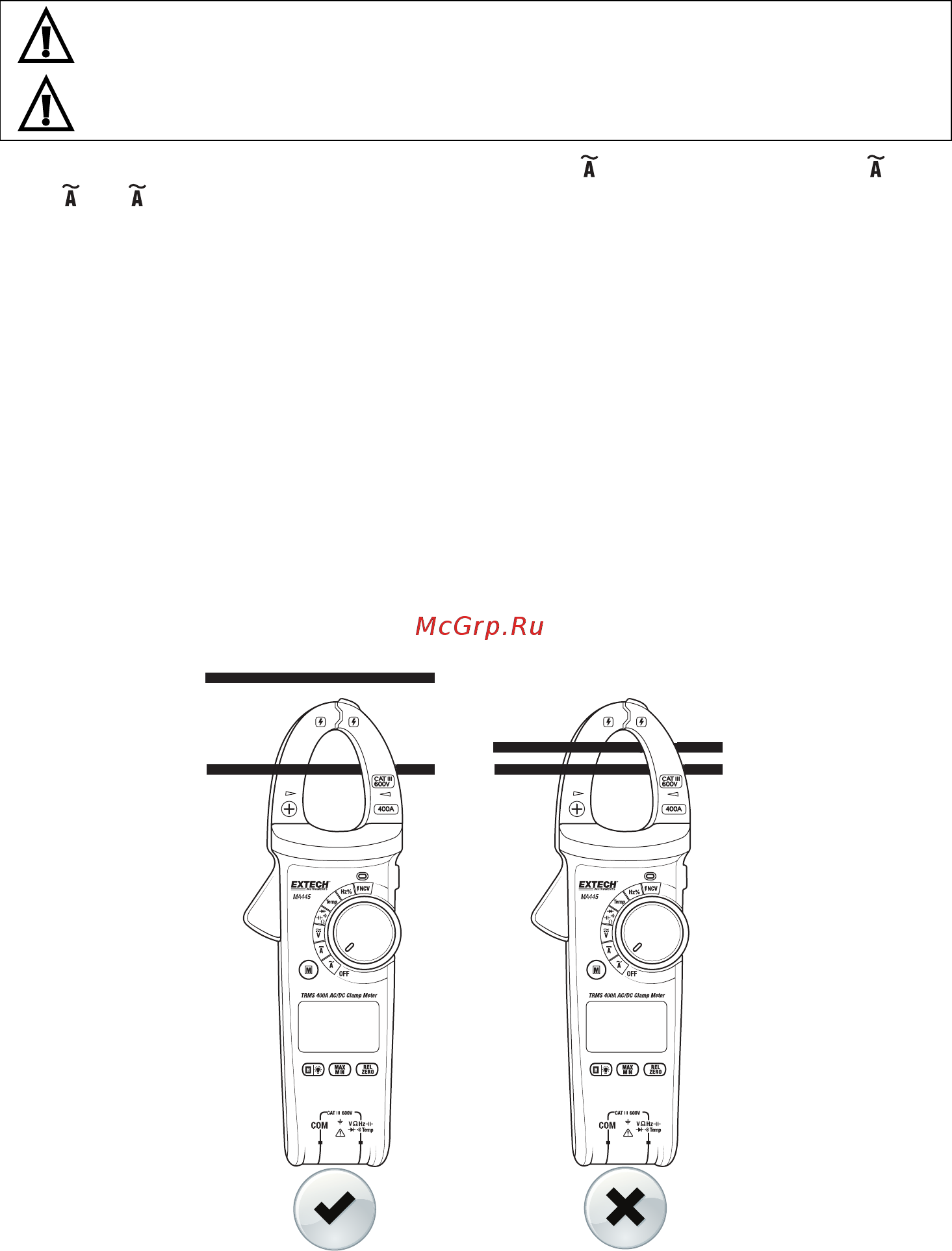 EXTECH MA445 [8/21] Ac current measurements