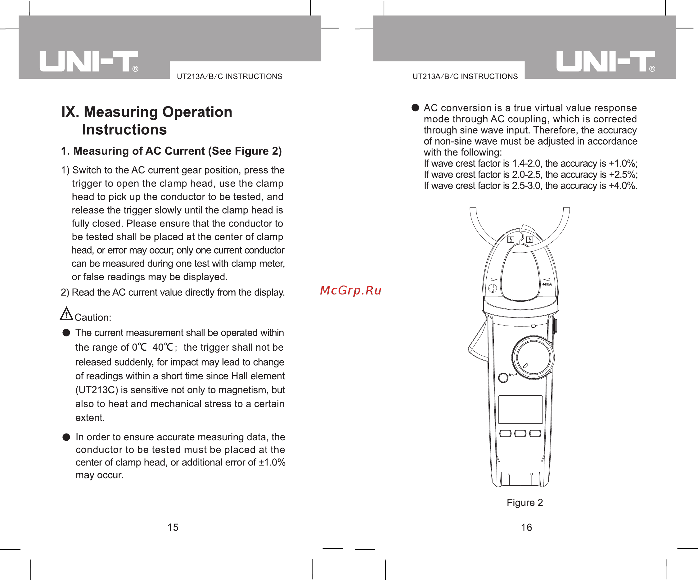 Uni-T UT213A [10/20] Measuring of ac current see figure 2