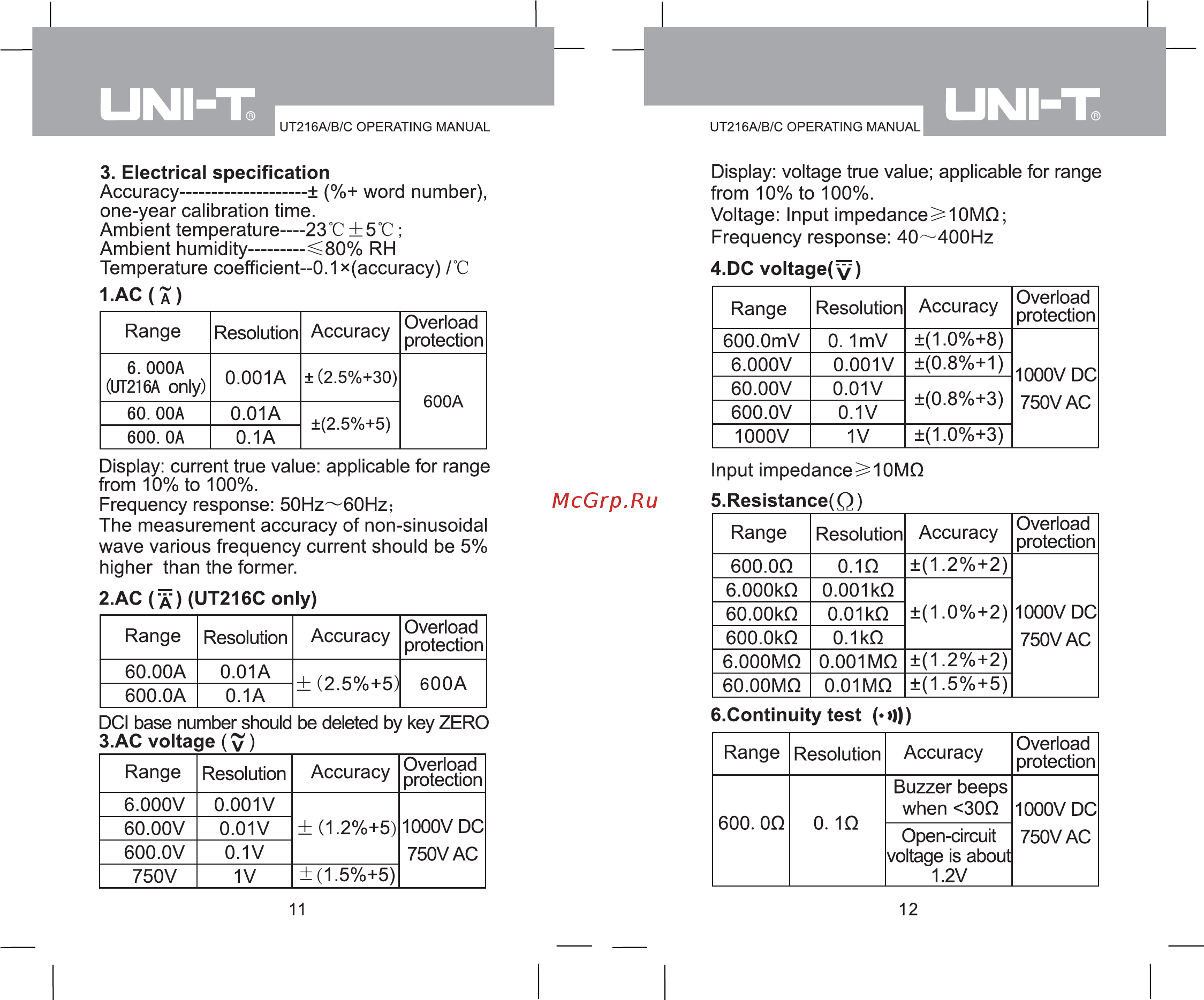 Uni-T UT216C Расширенная инструкция онлайн [8/18] 528819