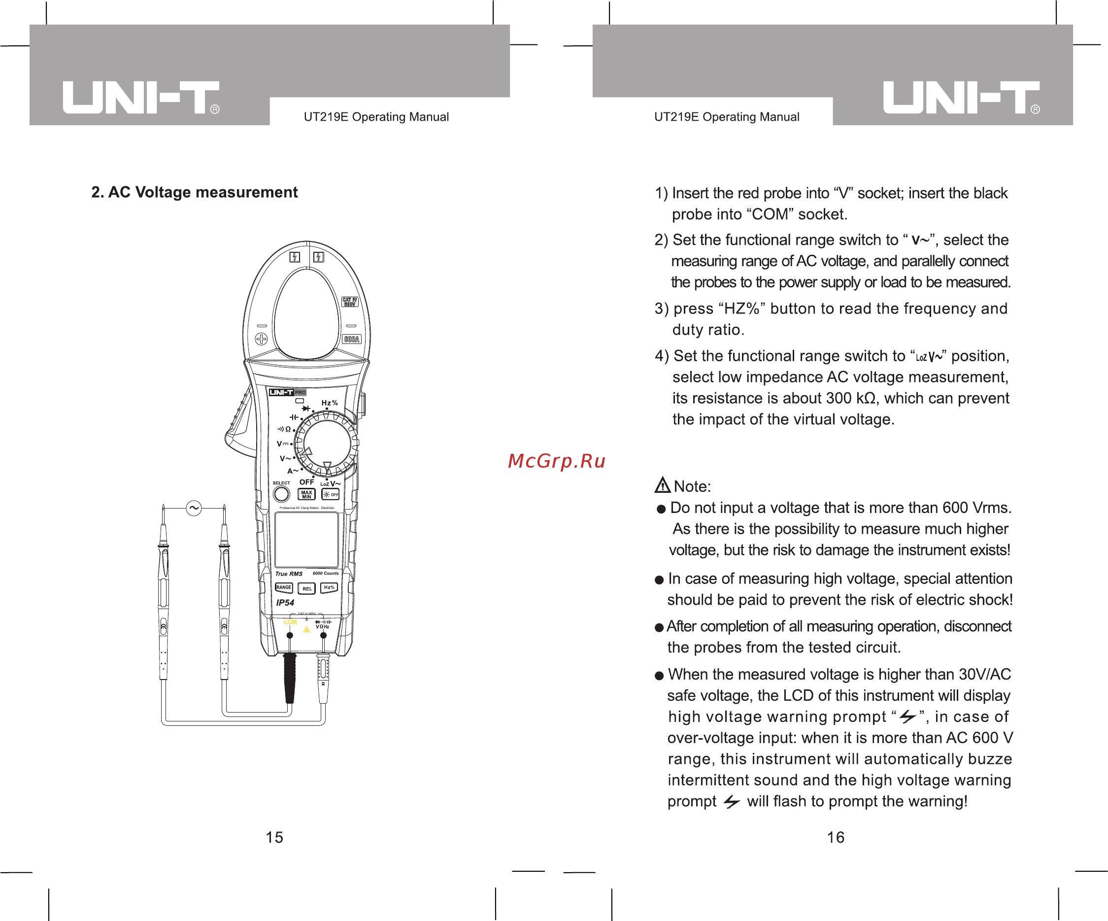 Uni-T UT219M Расширенная инструкция онлайн [9/20] 528822