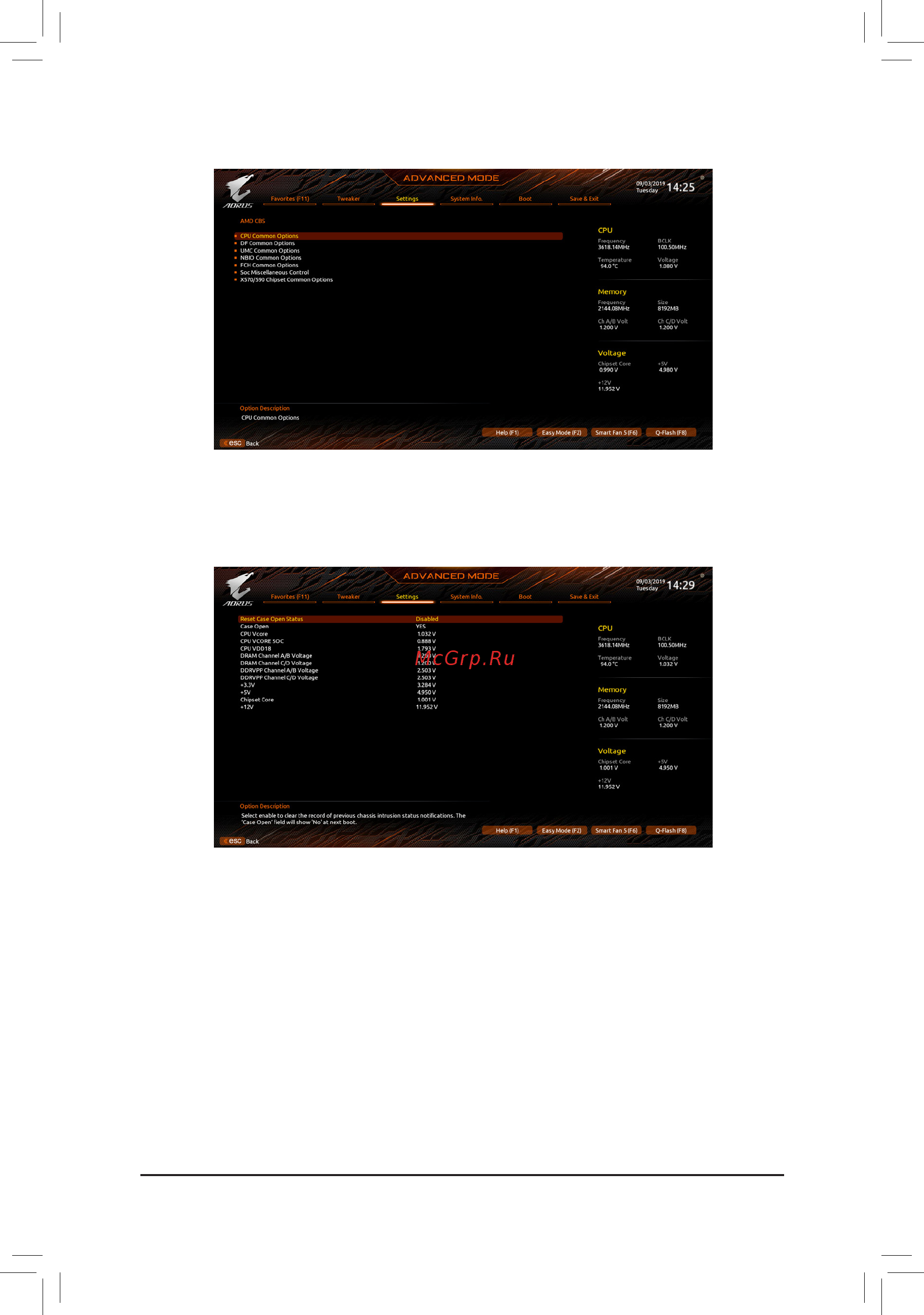 Gigabyte TRX40 AORUS MASTER (rev. 1.1) [53/104] Cpu vcore cpu vcore soc cpu vdd18 dram channel a b voltage dram channel