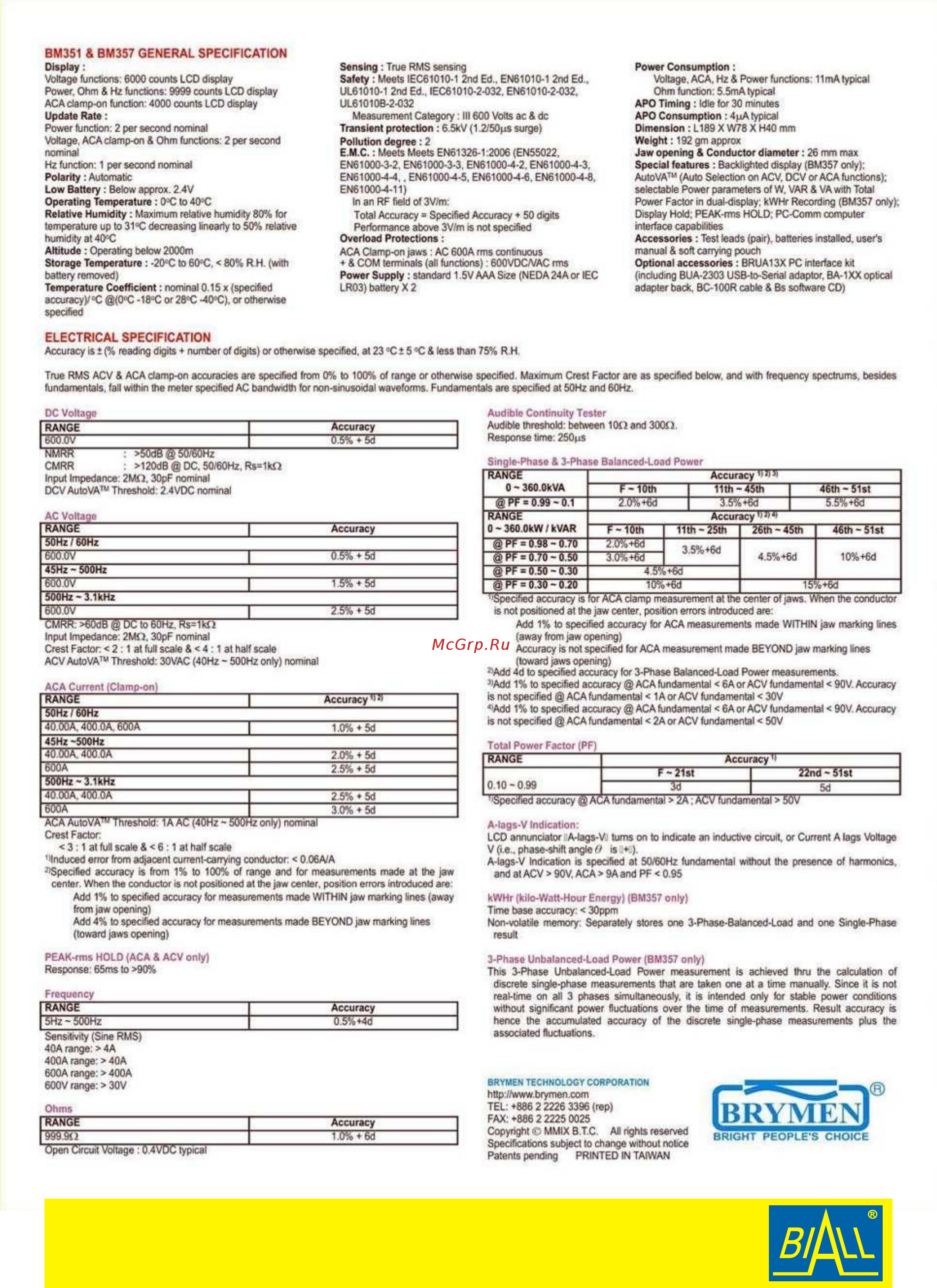 BEHA-AMPROBE BM357 Data Sheet онлайн [4/4] 529193