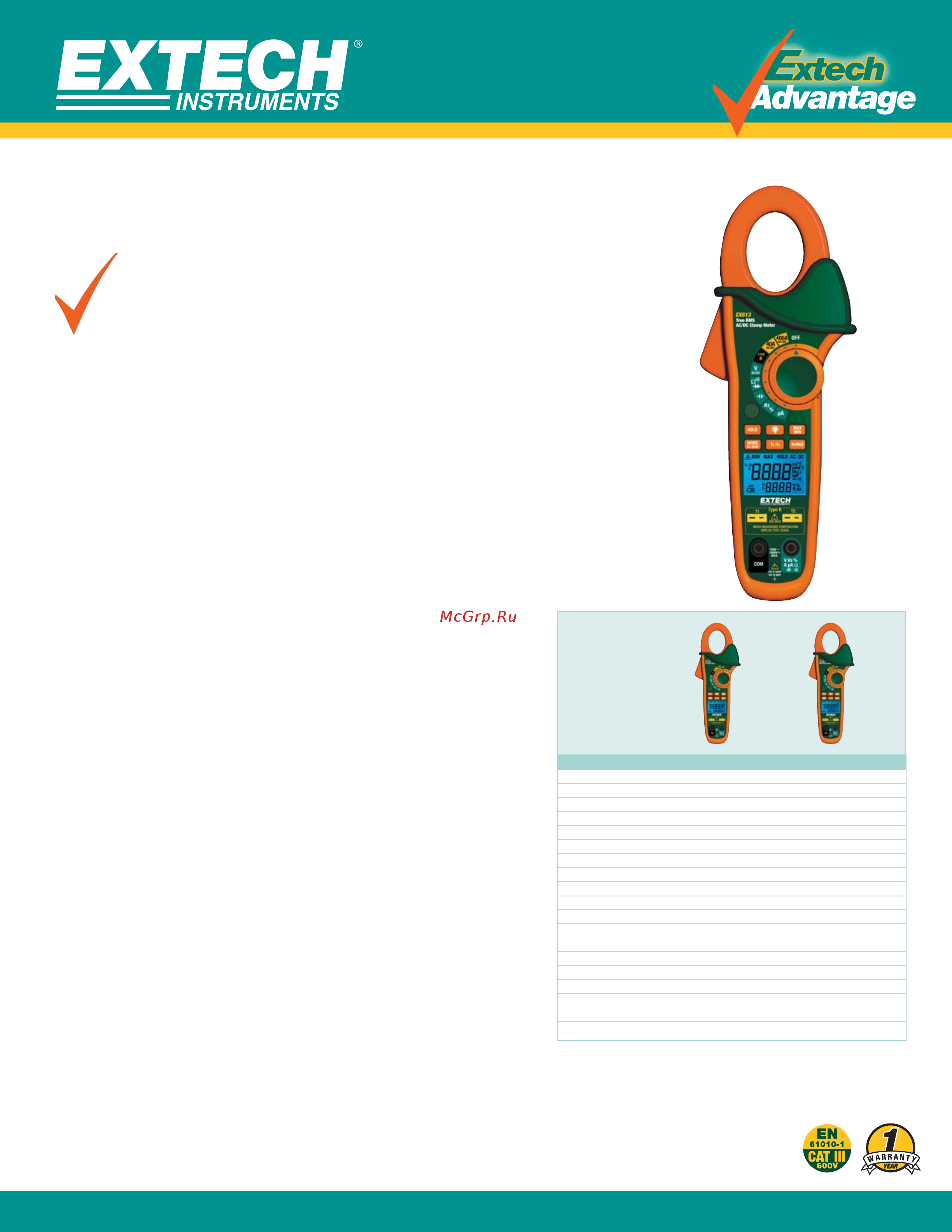 EXTECH EX613 Data Sheet онлайн