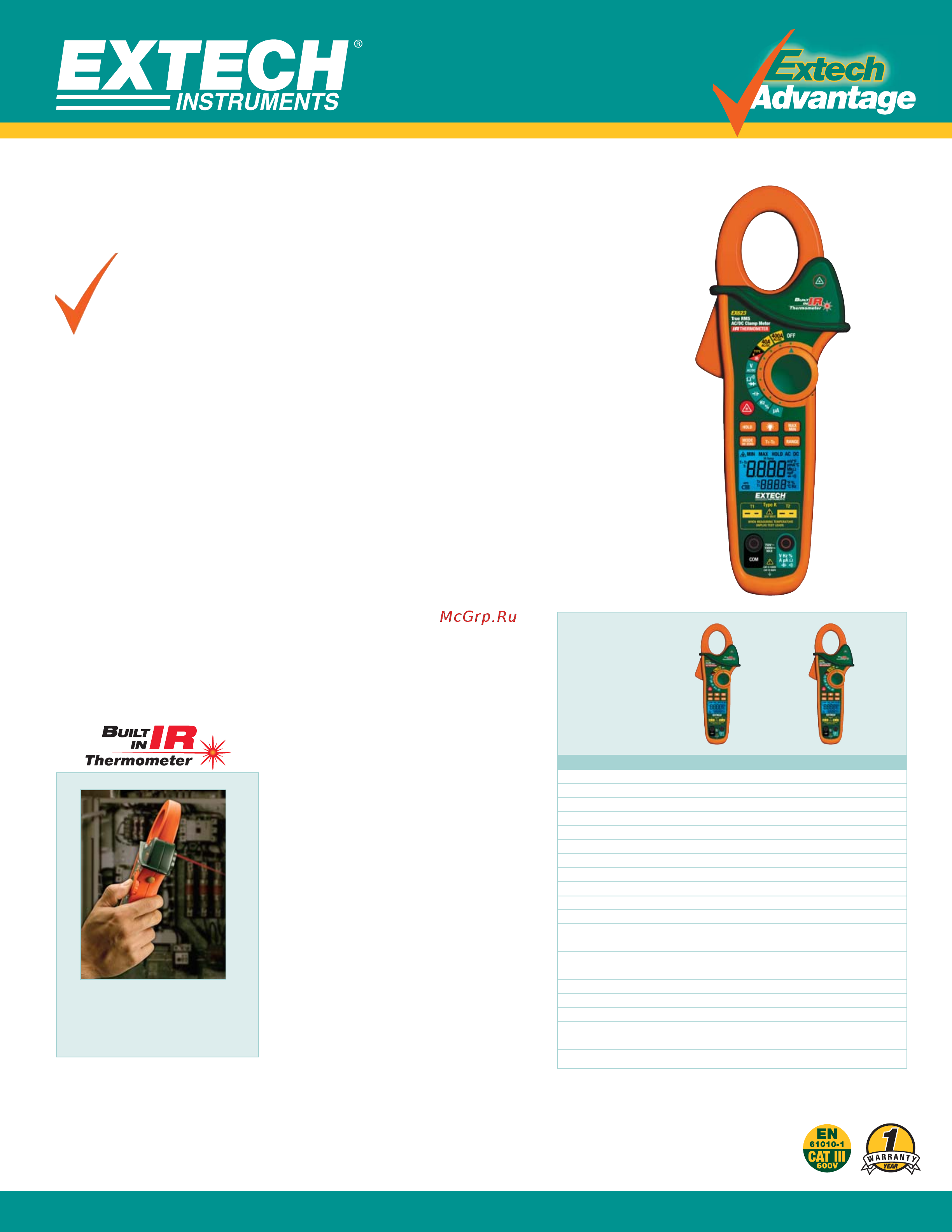 EXTECH EX623 Data Sheet онлайн