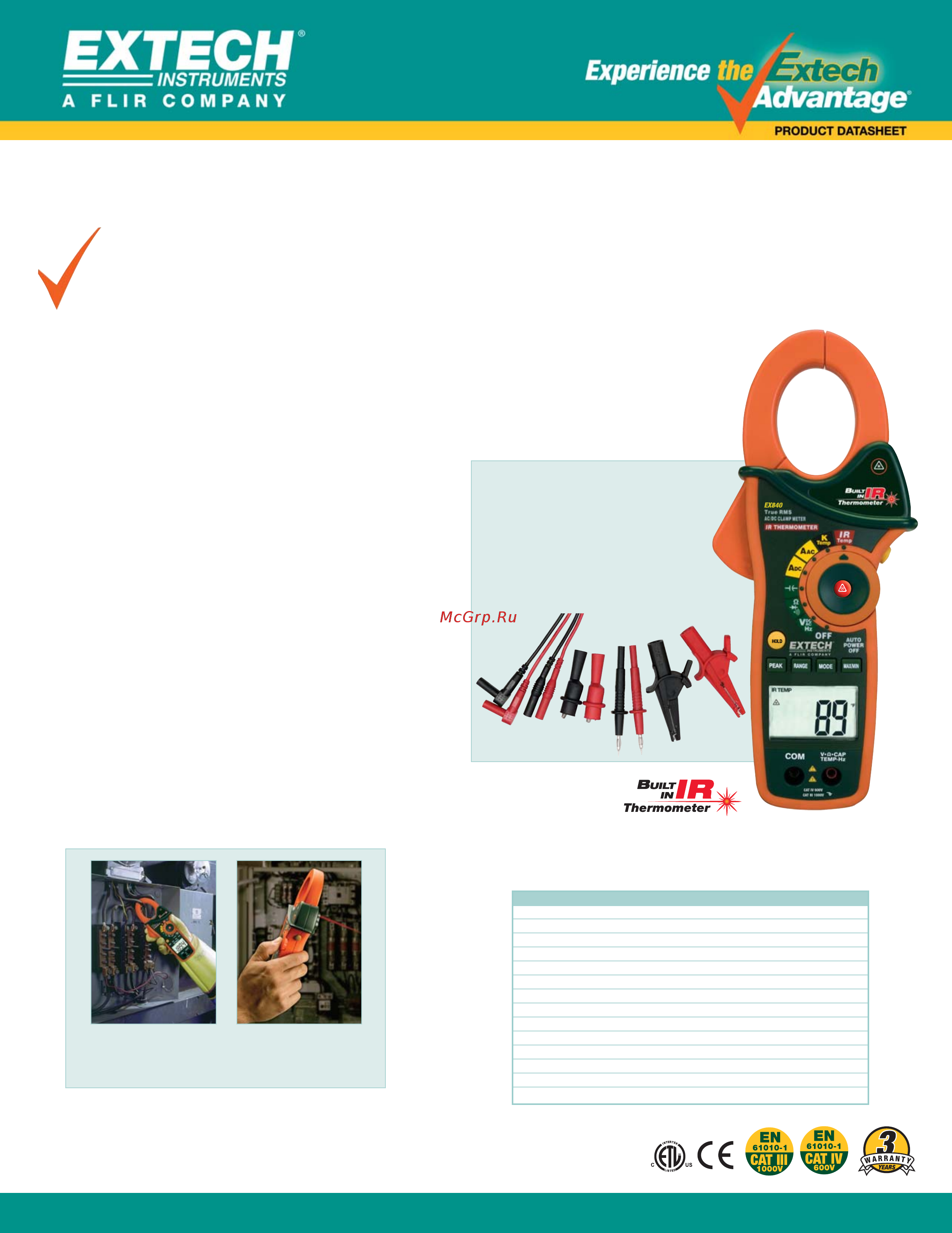 EXTECH EX840 Data Sheet онлайн
