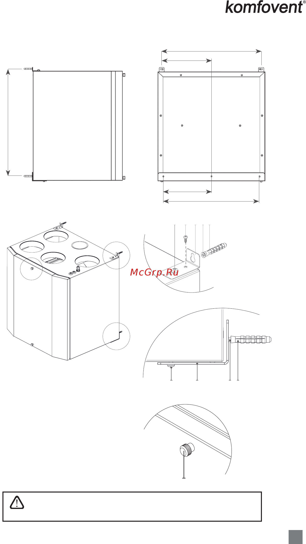 Komfovent Domekt S 650 F [23/36] Закрывая дверь установки закрутите пальцами фиксирующие гай ки 7 не перекручивайте гайки слишком сильно по скольку это может повредит дверь или корпус установки
