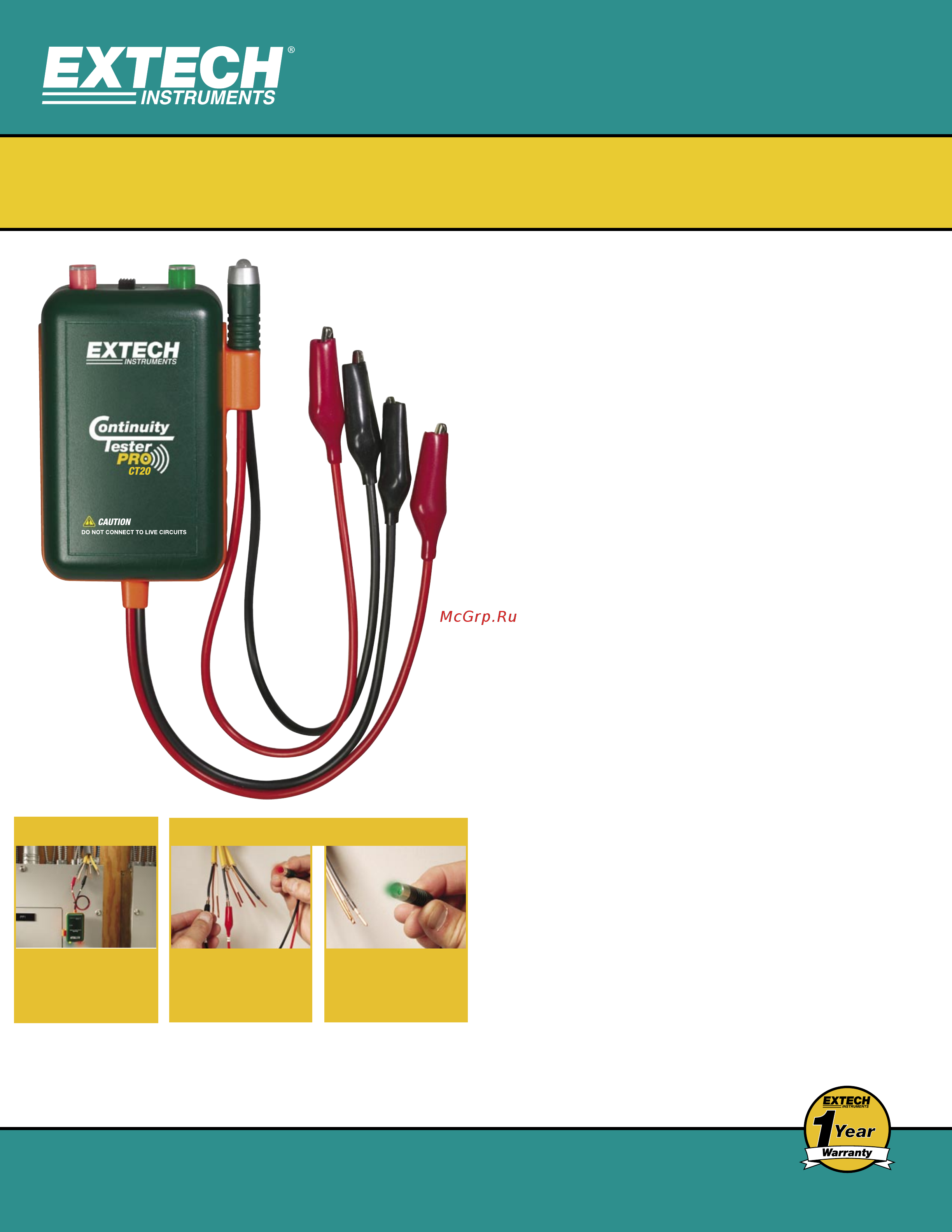 EXTECH CT20 Документация онлайн