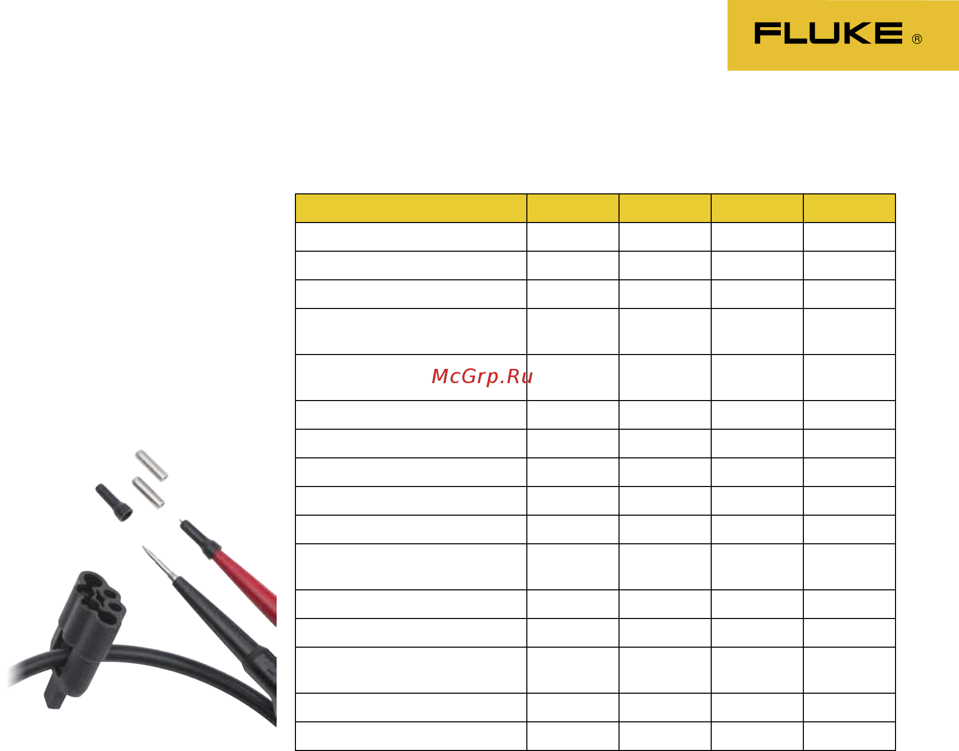 Fluke FLK-T150/VDE [3/4] Selection table