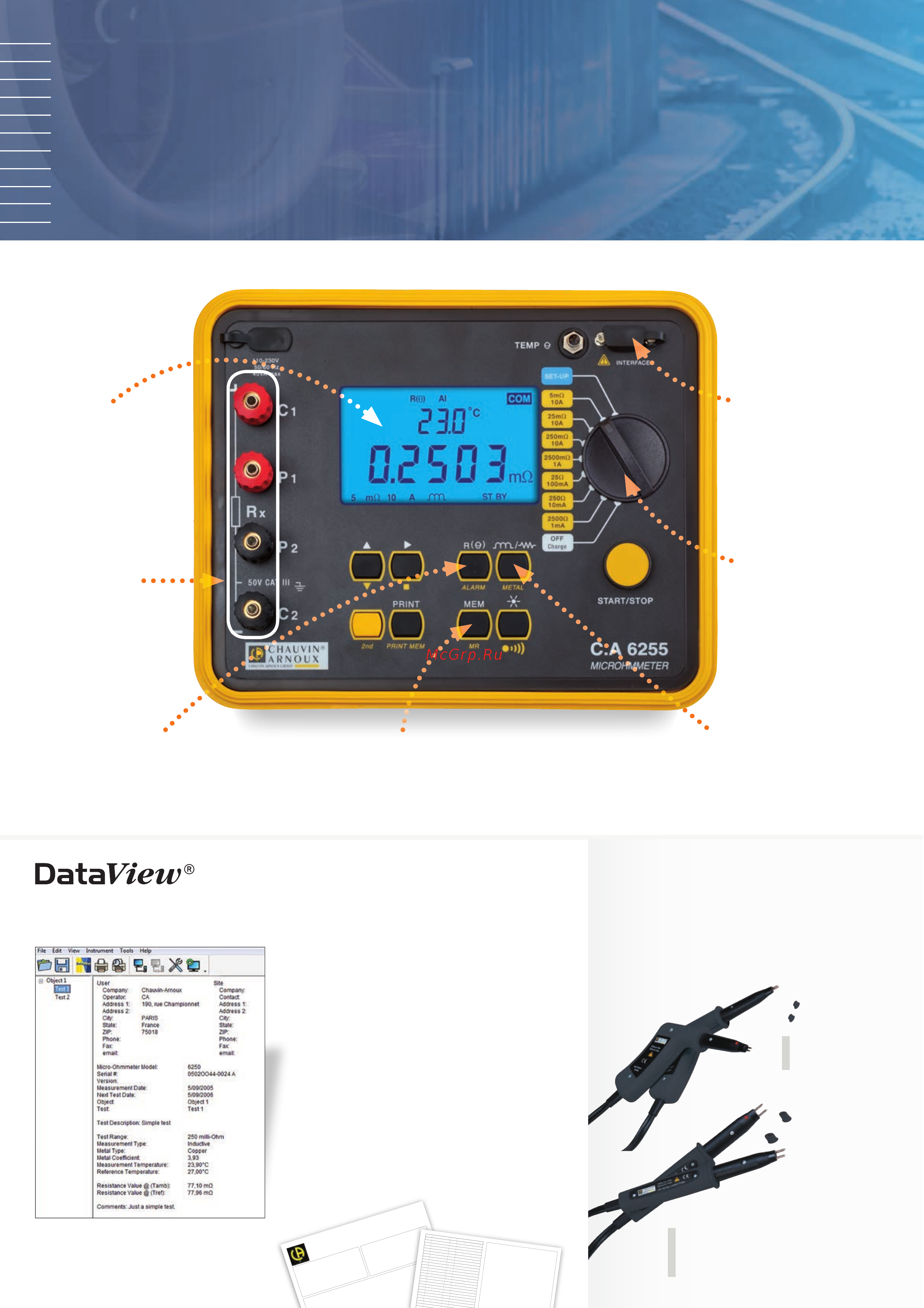 CHAUVIN ARNOUX CA-6255 [2/4] With its intuitive use the c a 6255 high performance micro ohmmeter is ideal for measuring very low resistance values with very high accuracy 0 μω