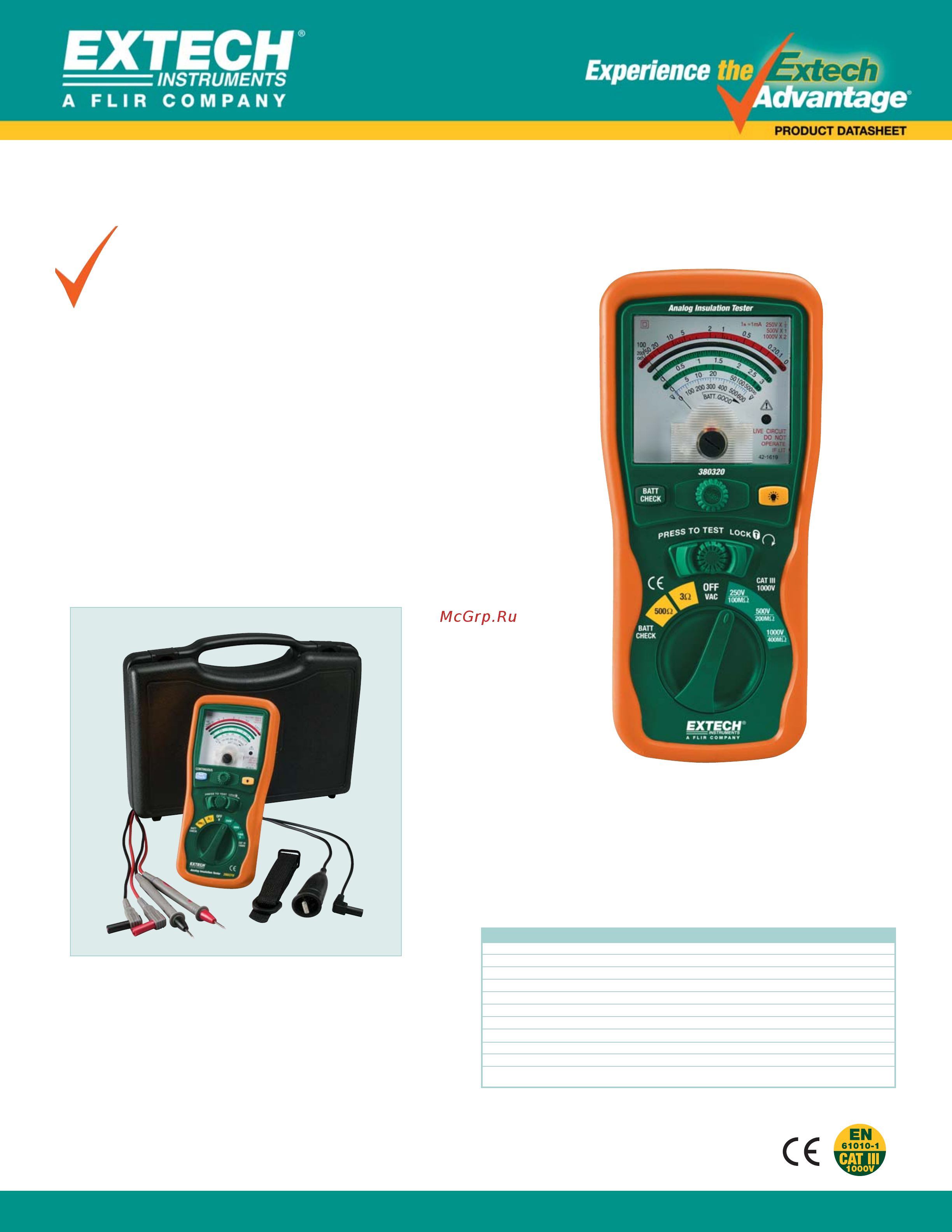 EXTECH 380320 Data Sheet онлайн