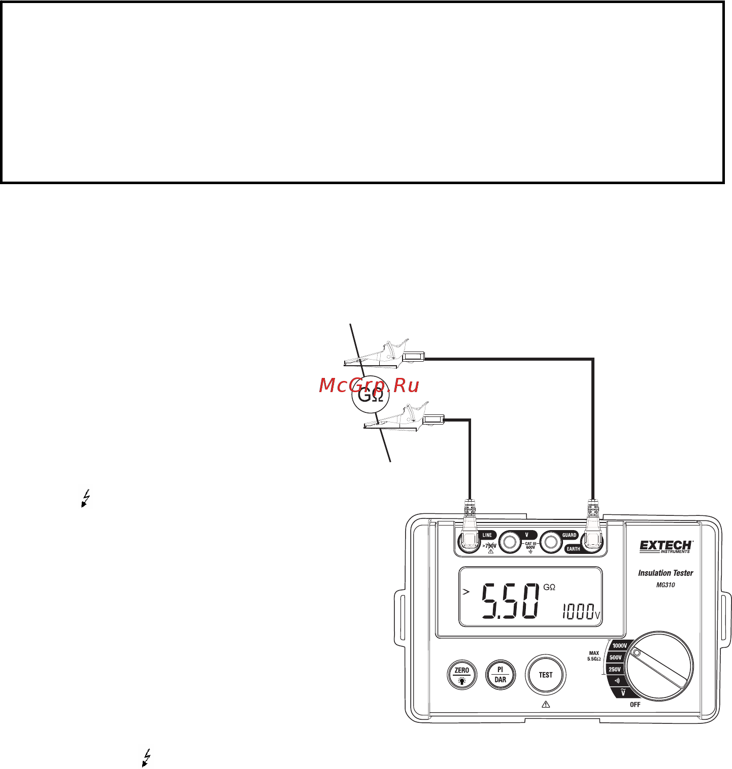 EXTECH MG320 [6/12] Insulation resistance measurements