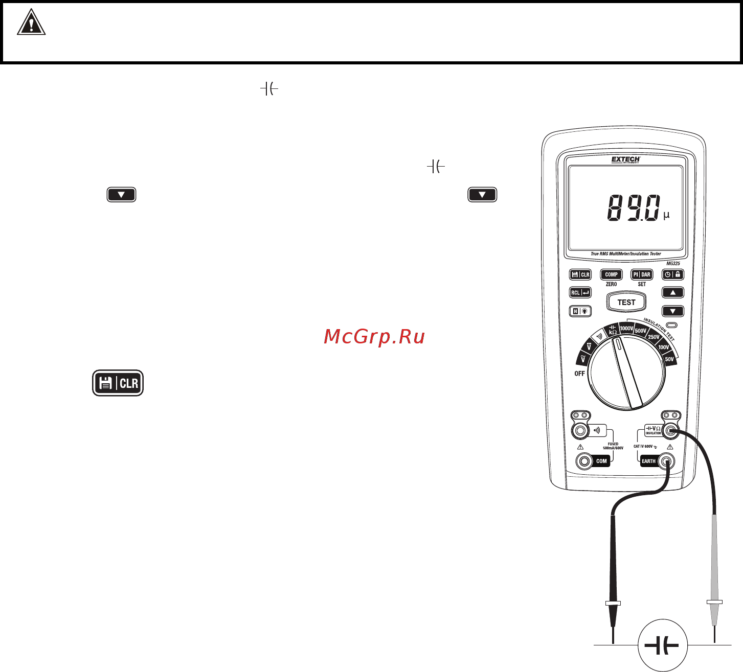 EXTECH MG325 [11/18] Capacitance measurements