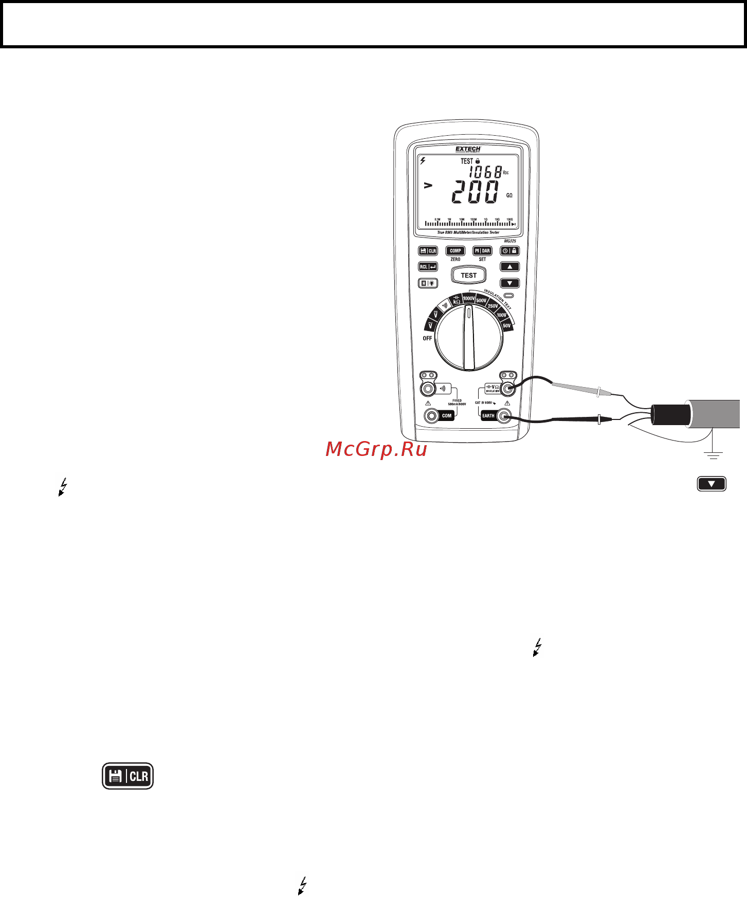 EXTECH MG325 [12/18] Insulation resistance measurements