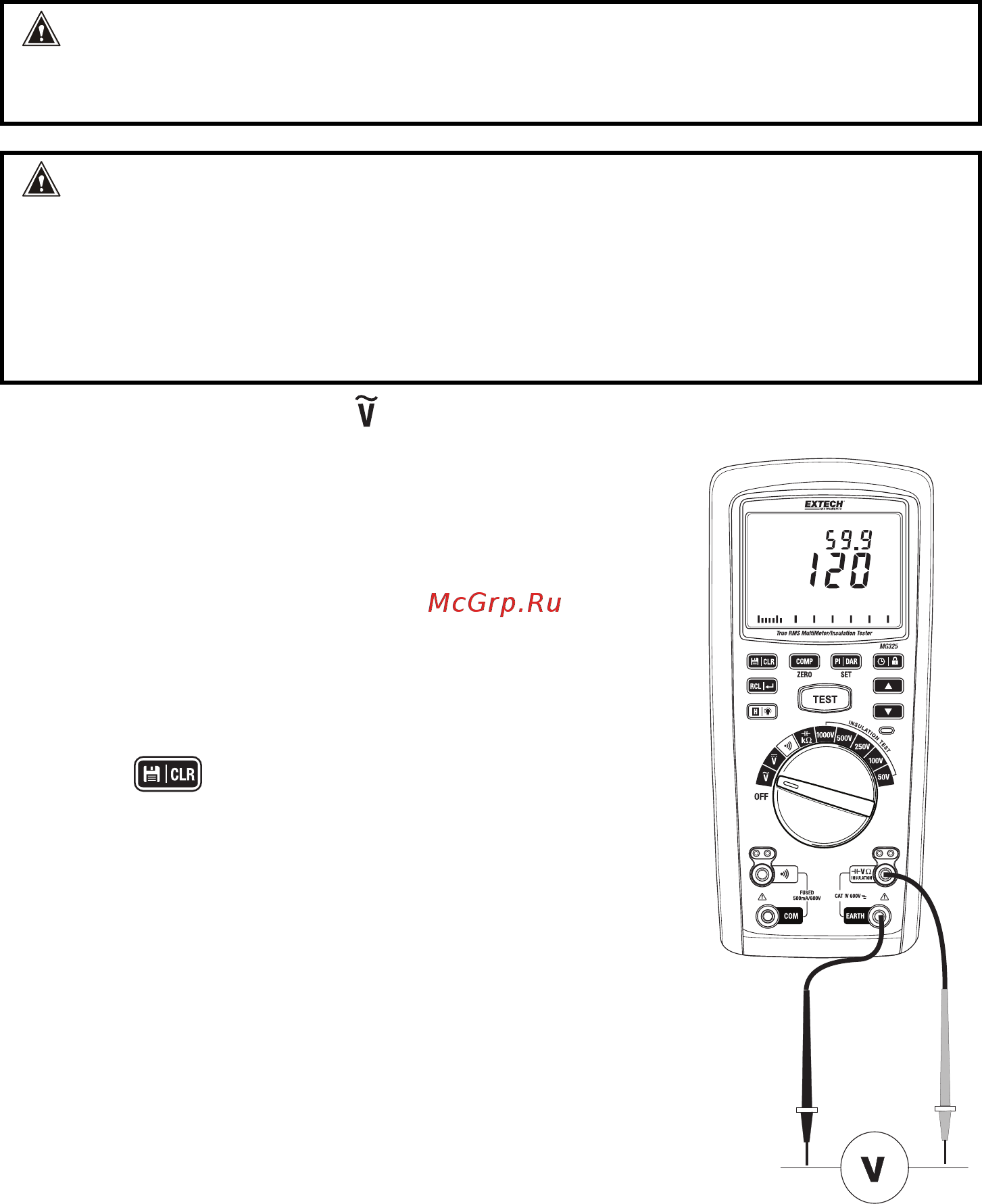 EXTECH MG325 [8/18] Ac voltage measurements
